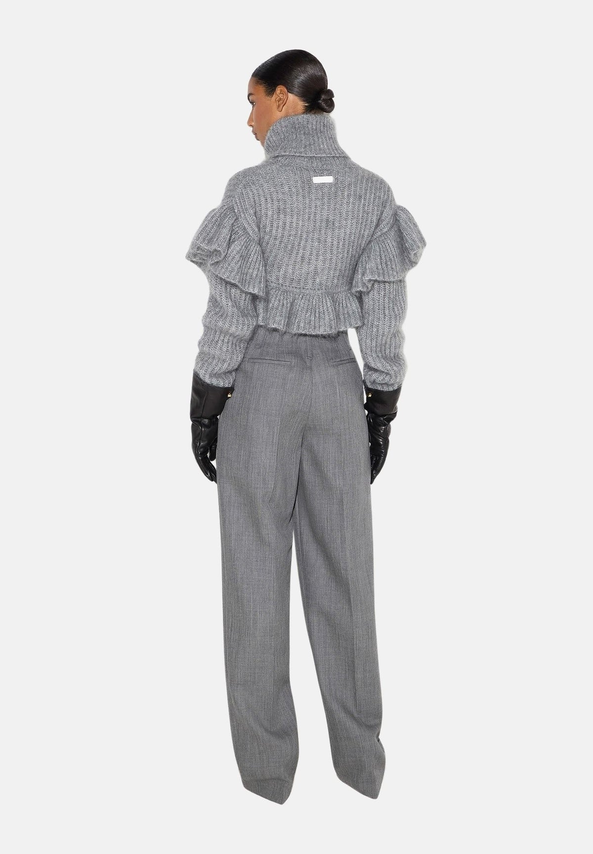 N21 Pantaloni eleganti grigi da donna con tasche laterali e taglio dritto sartoriale. PA22367E2 431 ELISABETTA FRANCHI