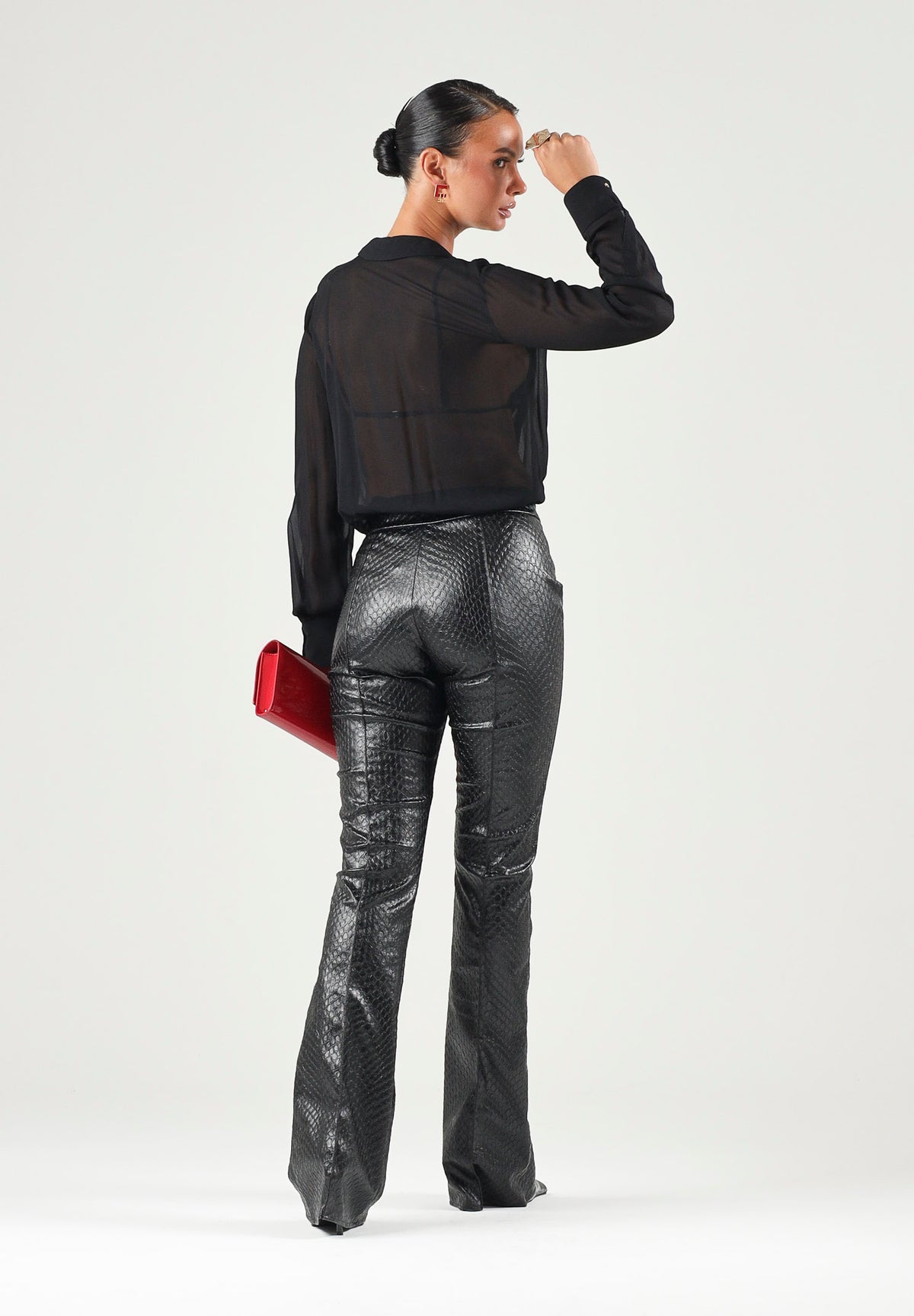 ELISABETTA FRANCHI Pantaloni con trama a squame nero da donna <BR/> PA22567E2 110 ELISABETTA FRANCHI