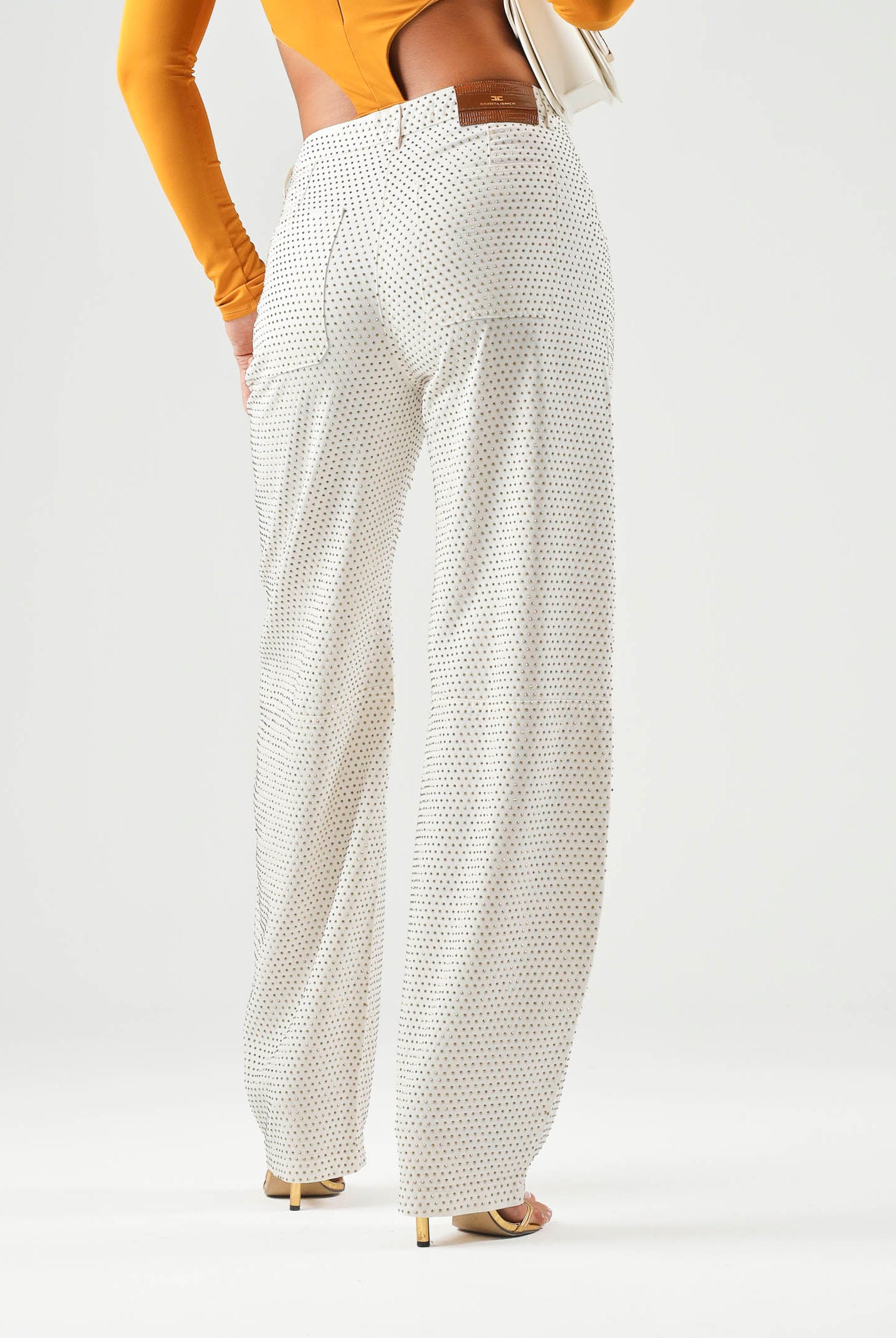 ELISABETTA FRANCHI Pantalone PALAZZO A VITA ALTA bianco-avorio da donna PJ16D66E2 193 ELISABETTA FRANCHI