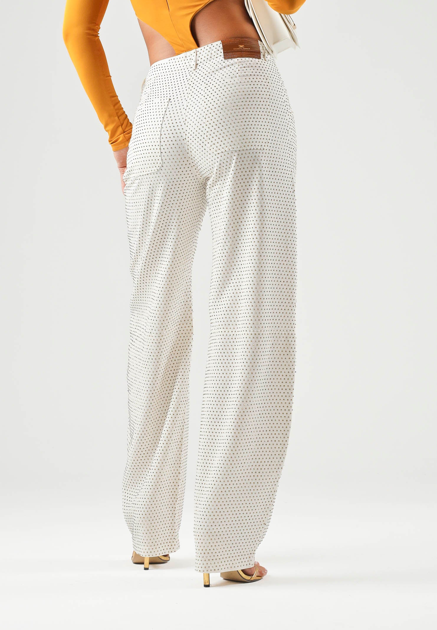 ELISABETTA FRANCHI Pantalone PALAZZO A VITA ALTA bianco-avorio da donna PJ16D66E2 193 ELISABETTA FRANCHI