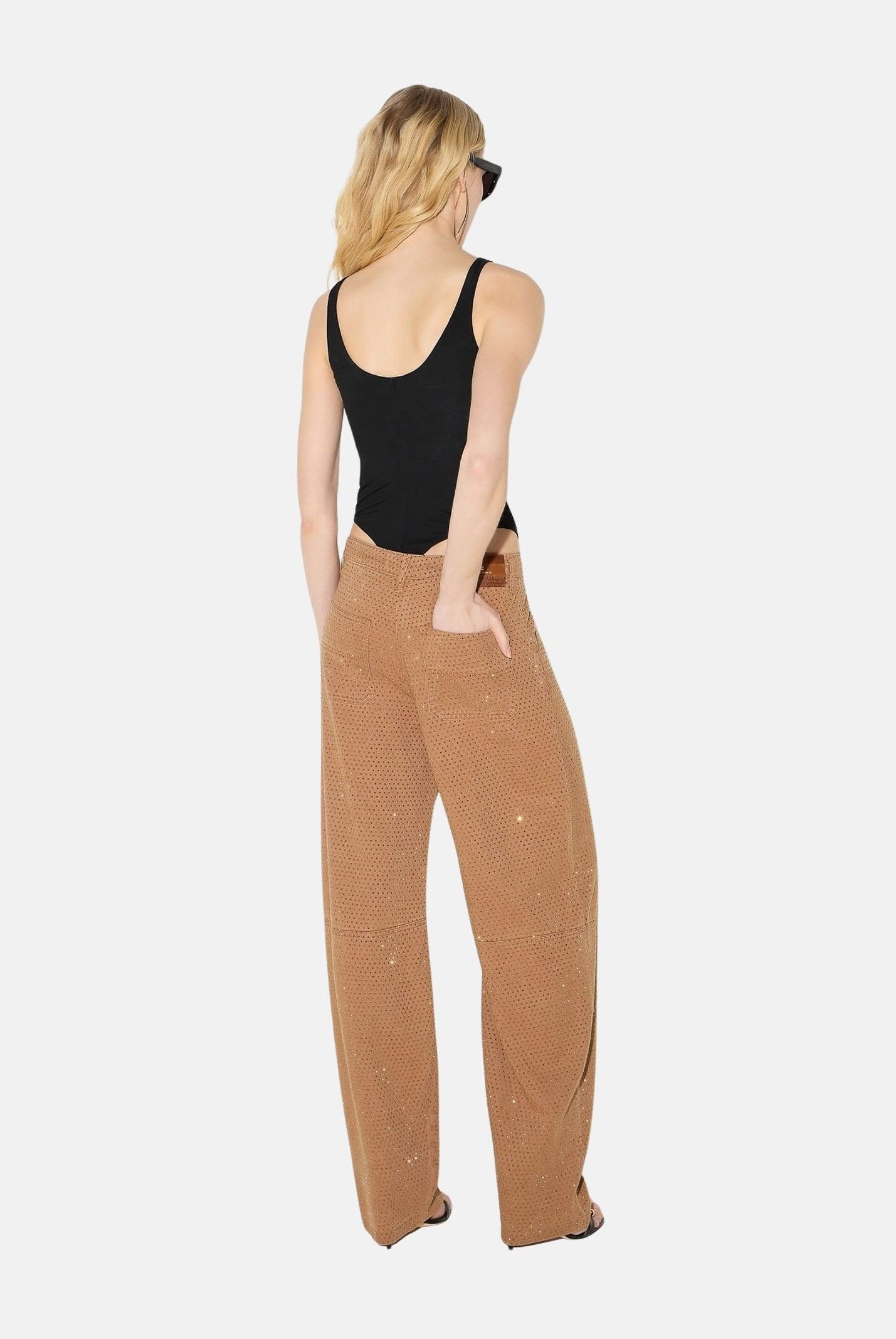 ELISABETTA FRANCHI Pantalone PALAZZO A VITA ALTA Daino, marrone cammello da donna PJ16D66E2 AI6 ELISABETTA FRANCHI