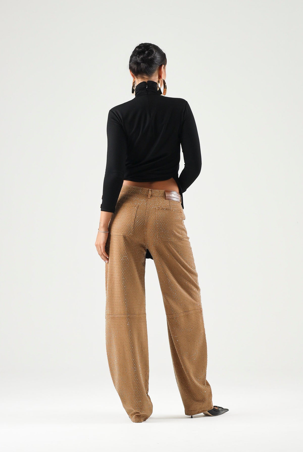 ELISABETTA FRANCHI Jeans palazzo a vita alta Daino, marrone cammello da donna PJ16D66E2 AI6 ELISABETTA FRANCHI