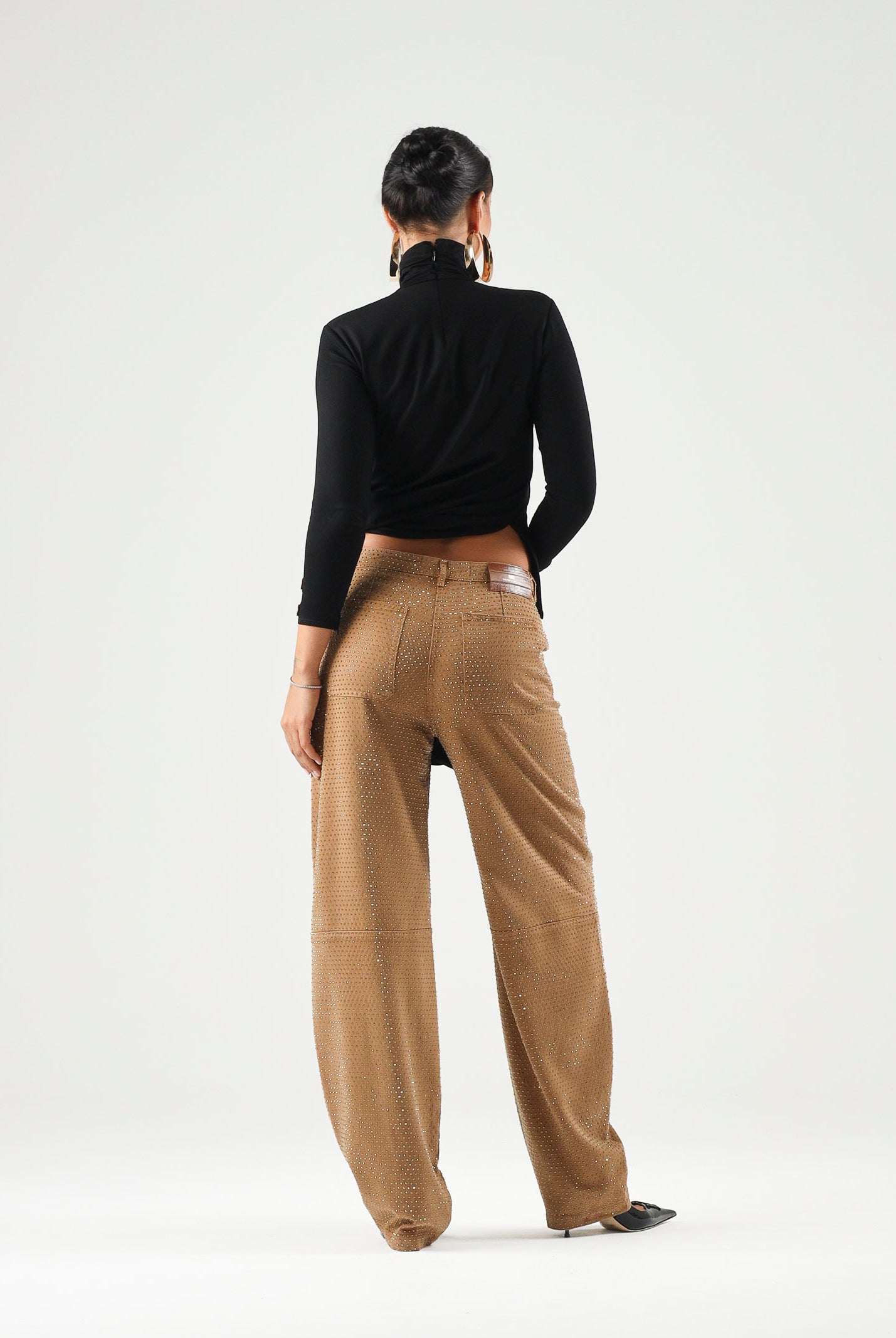ELISABETTA FRANCHI Pantalone PALAZZO A VITA ALTA Daino, marrone cammello da donna PJ16D66E2 AI6 ELISABETTA FRANCHI
