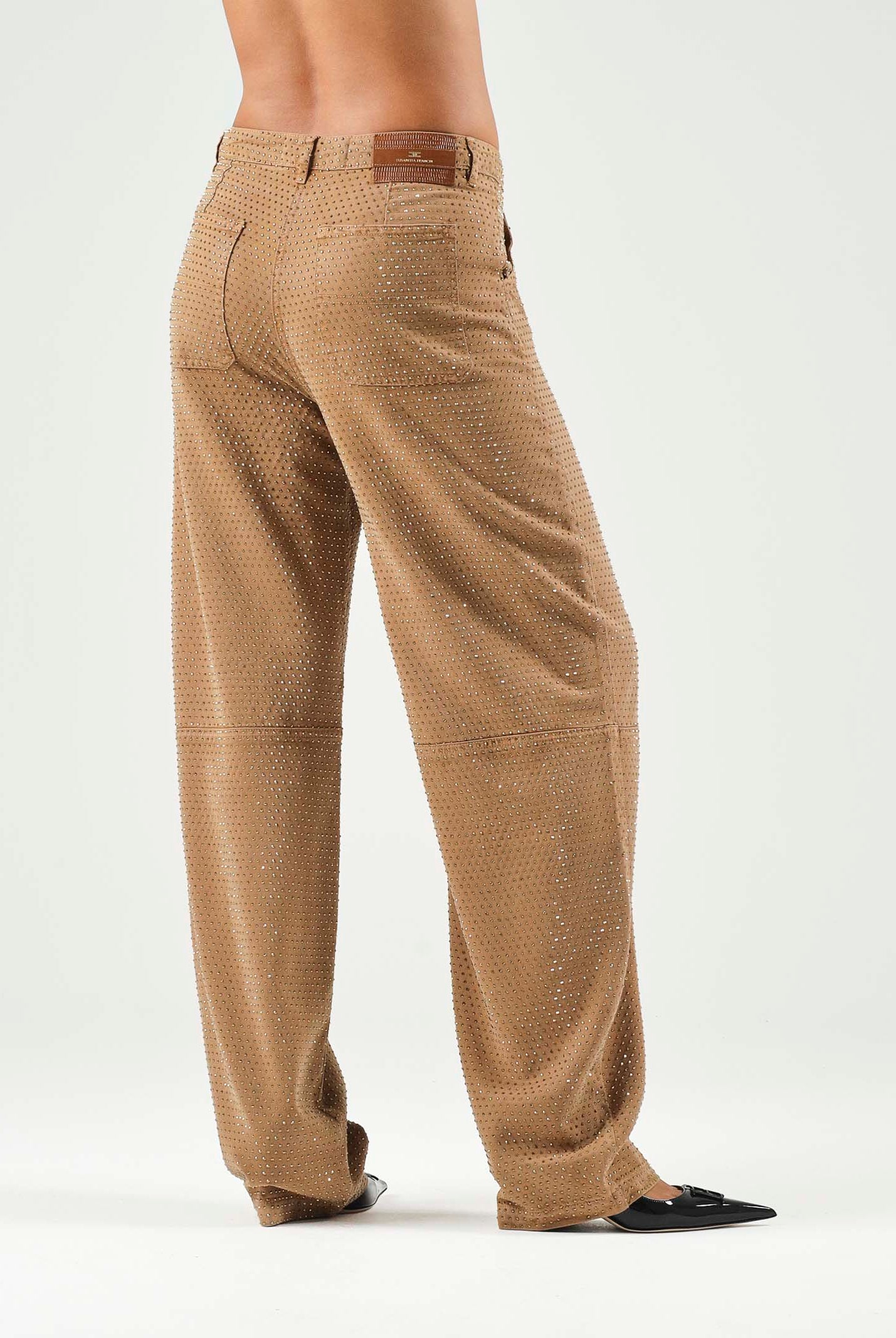 ELISABETTA FRANCHI Pantalone PALAZZO A VITA ALTA Daino, marrone cammello da donna PJ16D66E2 AI6 ELISABETTA FRANCHI
