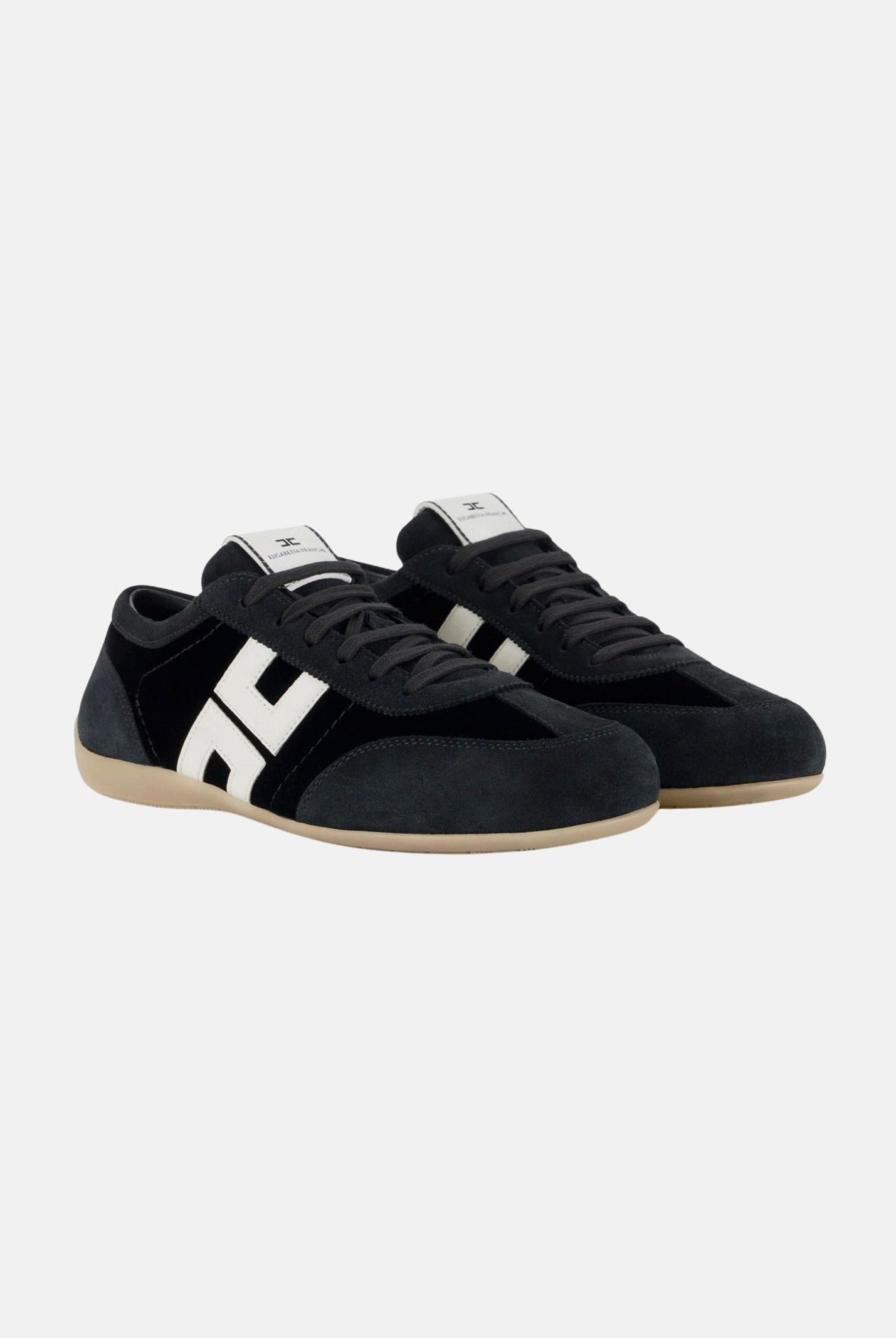 ELISABETTA FRANCHI Sneakers IN NAPPA nere da donna con inserti a contrasto e maxi dettaglio logo SA03G66E2 110 ELISABETTA FRANCHI