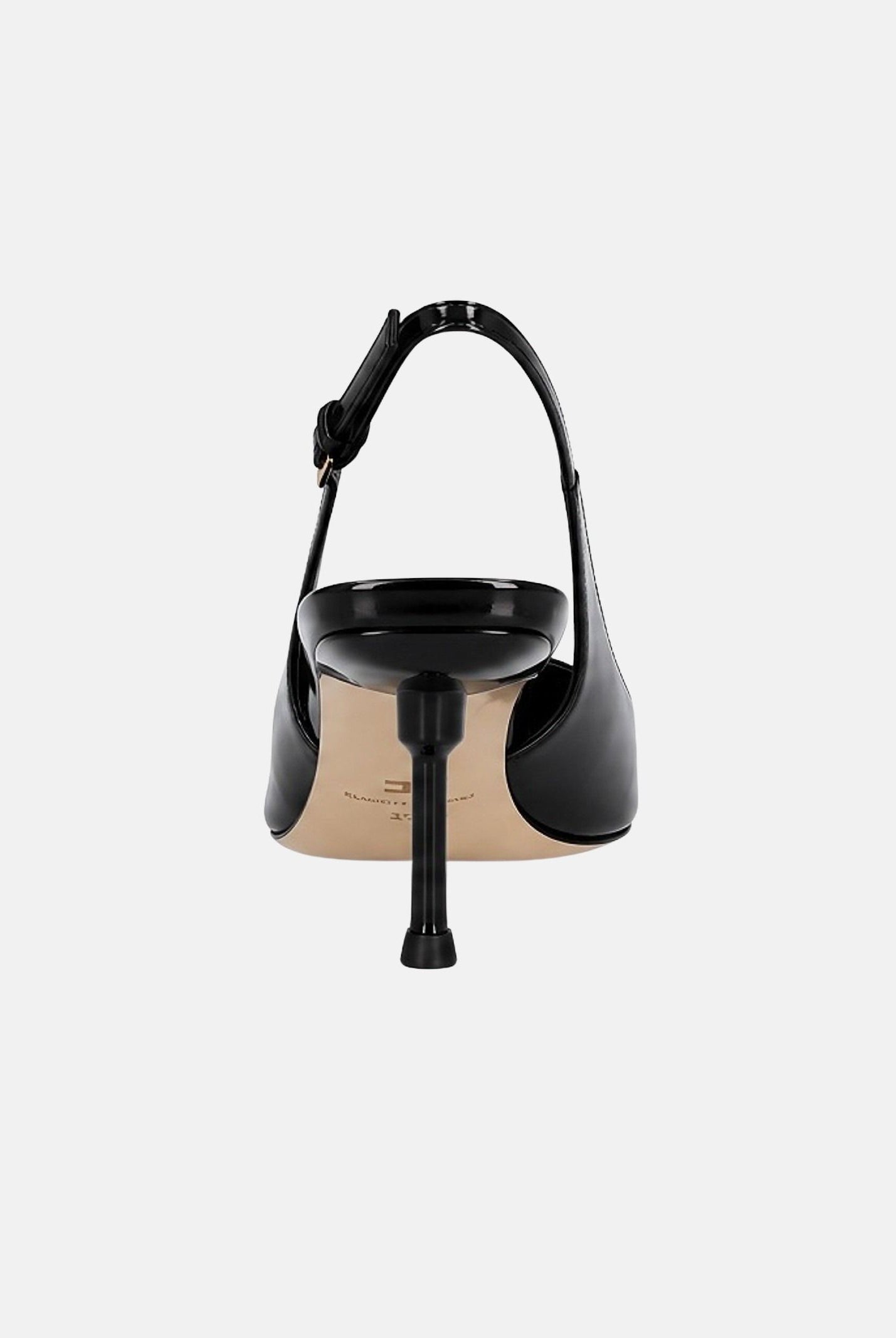 ELISABETTA FRANCHI Décolleté SLINGBACK in pelle nera da donna in tinta unita con dettaglio logo SA35L66E2 110 ELISABETTA FRANCHI