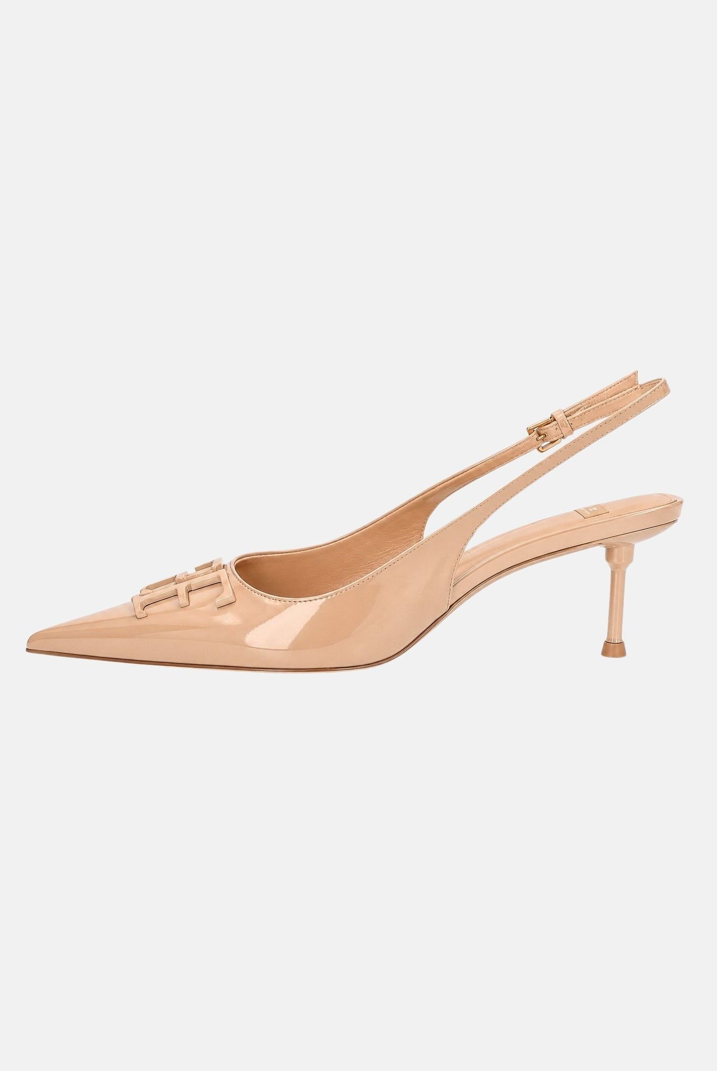 ELISABETTA FRANCHI Décolleté SLINGBACK in pelle nude-beige da donna con logo, tinta unita e finitura lucida SA35L66E2 FK4 ELISABETTA FRANCHI