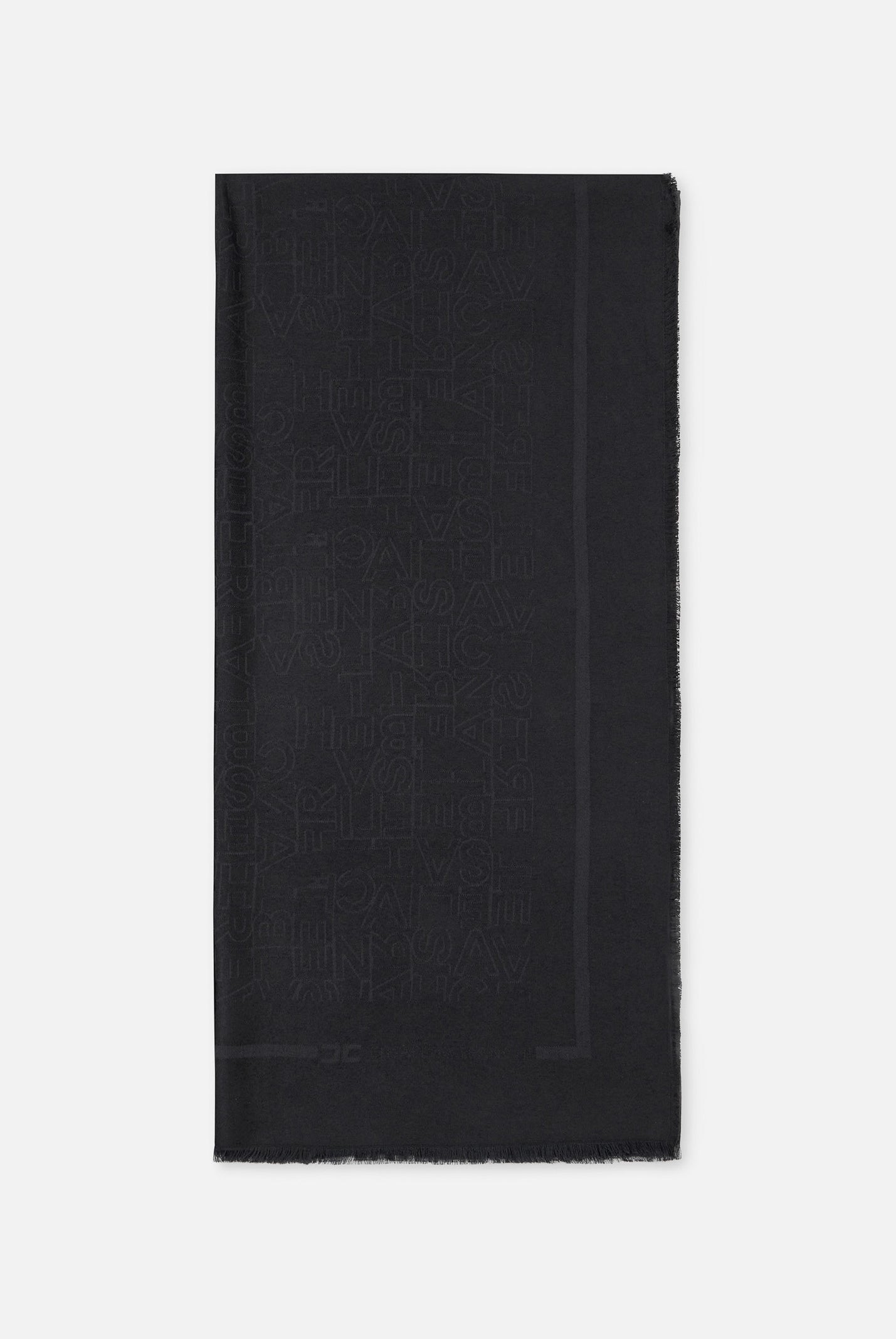 ELISABETTA FRANCHI Sciarpa nera da donna con lettering jacquard SC02F46E2 110 ELISABETTA FRANCHI