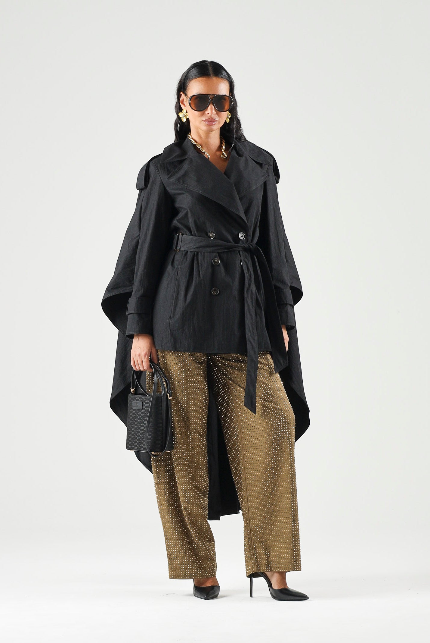 ELISABETTA FRANCHI Trench lungo Nero Donna. SP01068E2 110 ELISABETTA FRANCHI