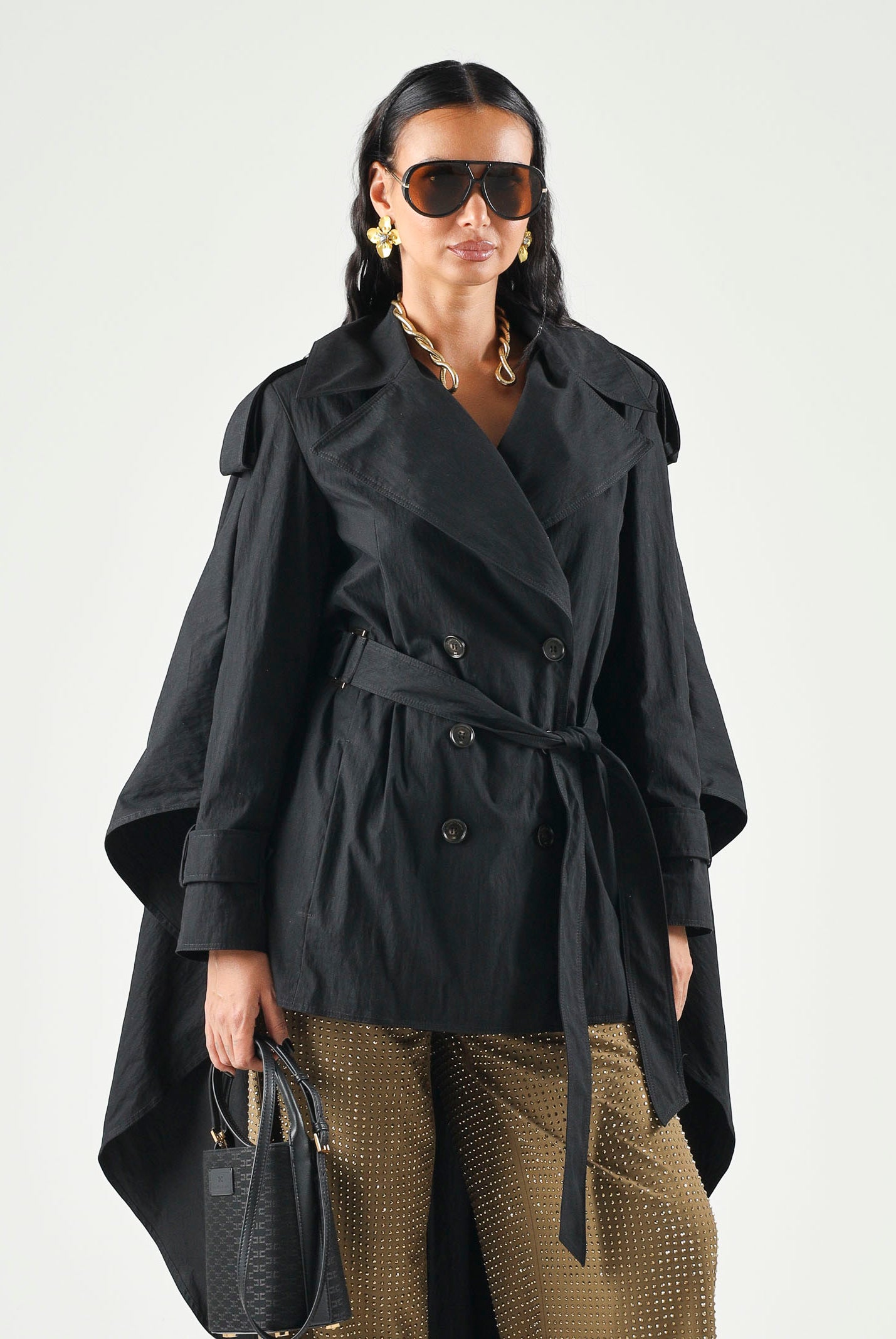 ELISABETTA FRANCHI Trench lungo Nero Donna. SP01068E2 110 ELISABETTA FRANCHI