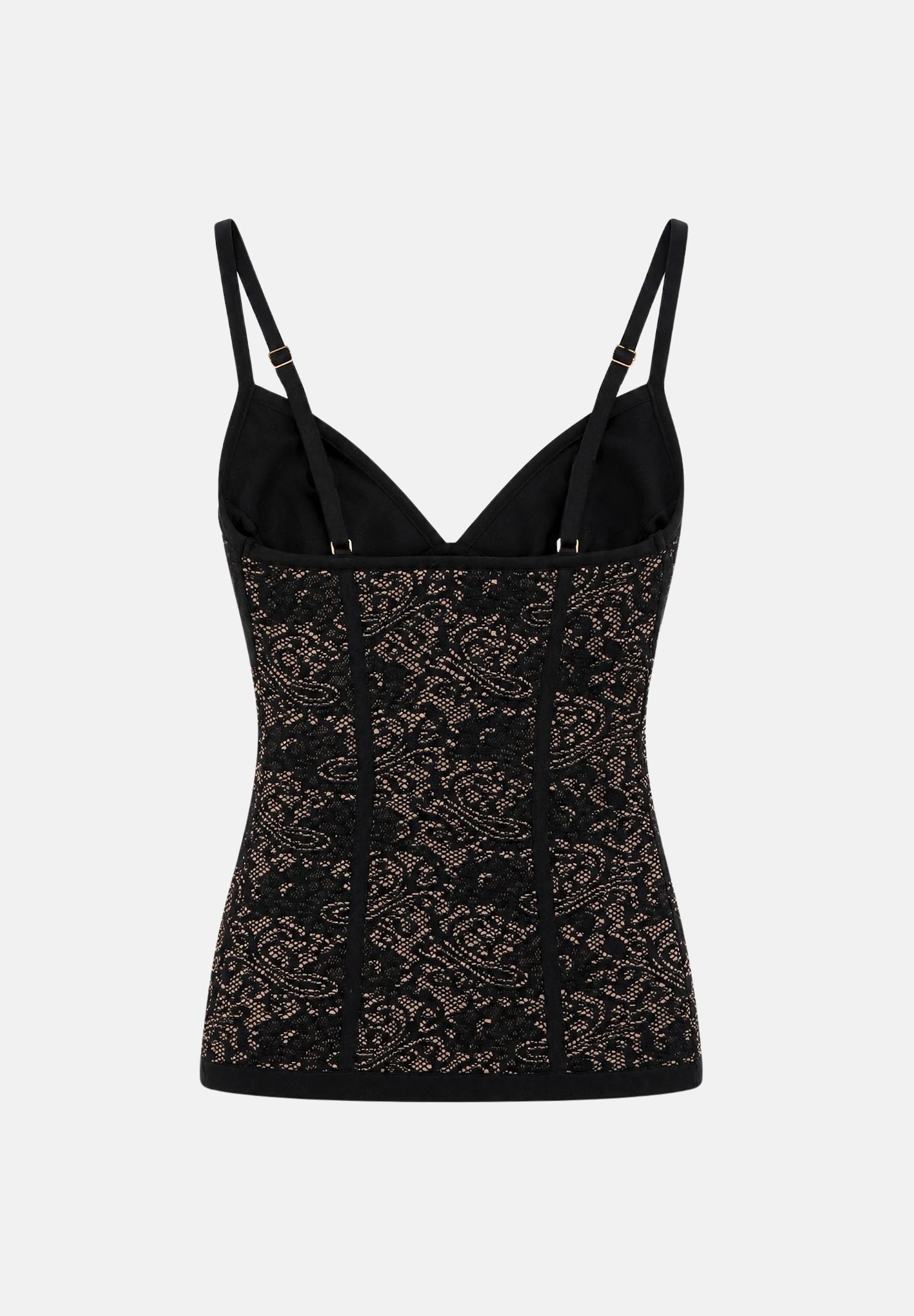 ELISABETTA FRANCHI Top NERO-PELLE da donna con design stampato e dettagli a contrasto. TK11Q66E2 FR9 ELISABETTA FRANCHI