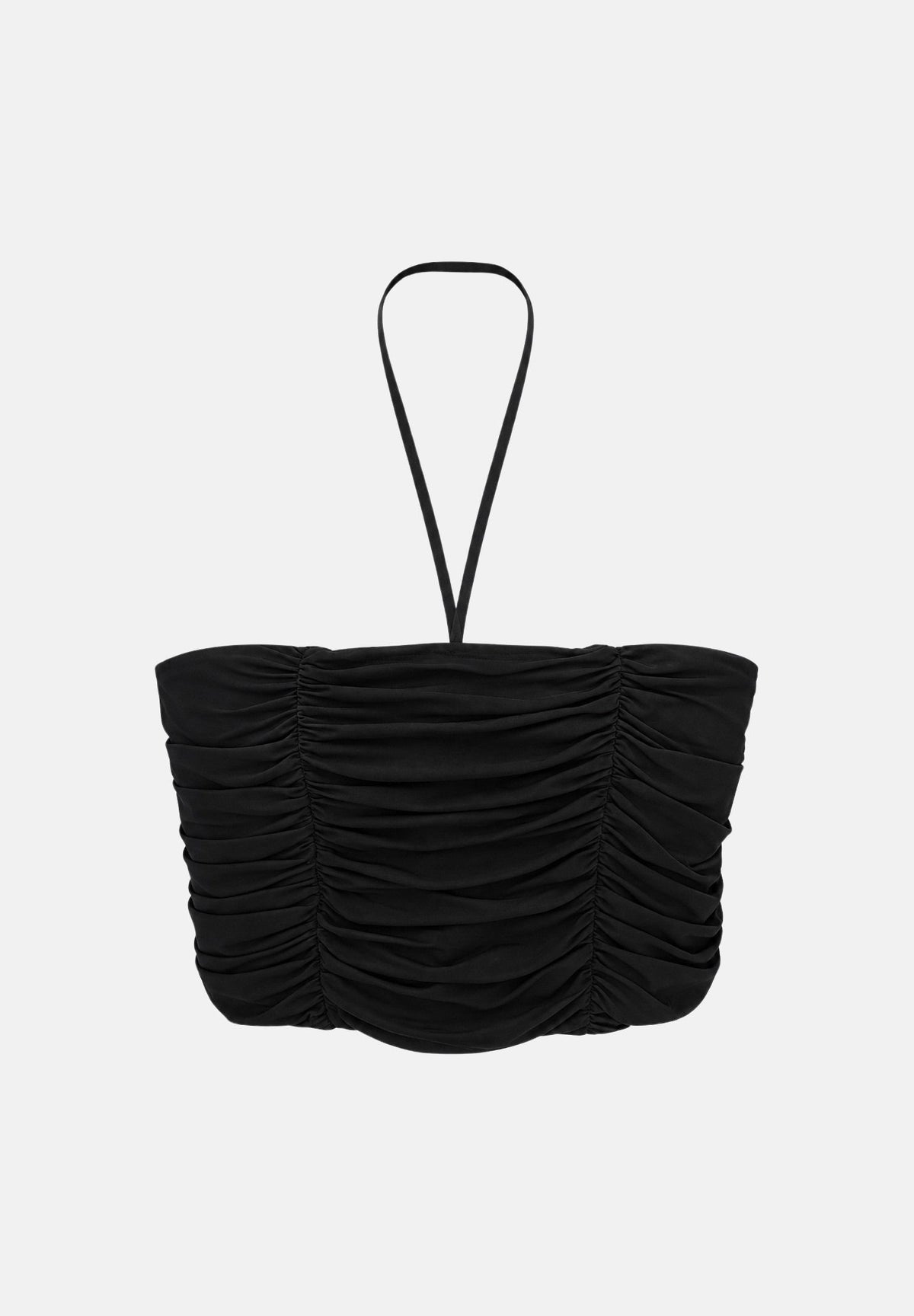 ELISABETTA FRANCHI Corpetto drappeggiato nero per donna con arricciature frontali e laccio al collo. TO09667E2 110 ELISABETTA FRANCHI