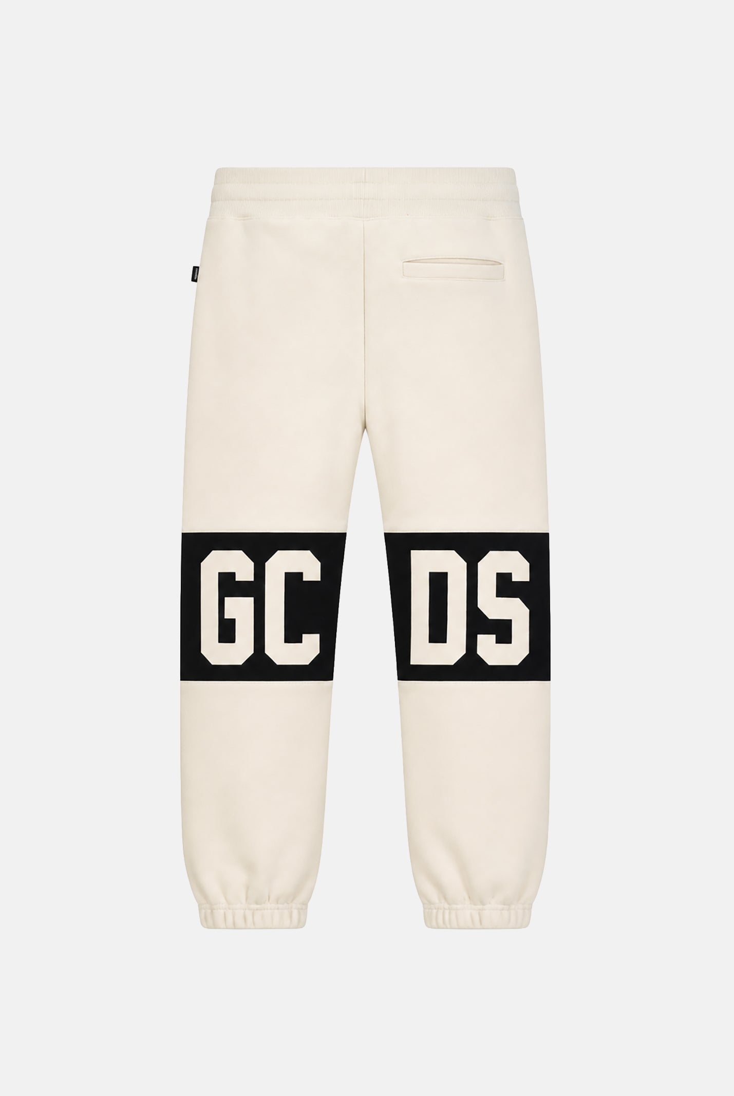 GCDS Pantalone sportivo panna per uomo e donna con banda logo a contrasto B1XM3001JD1 09 GCDS