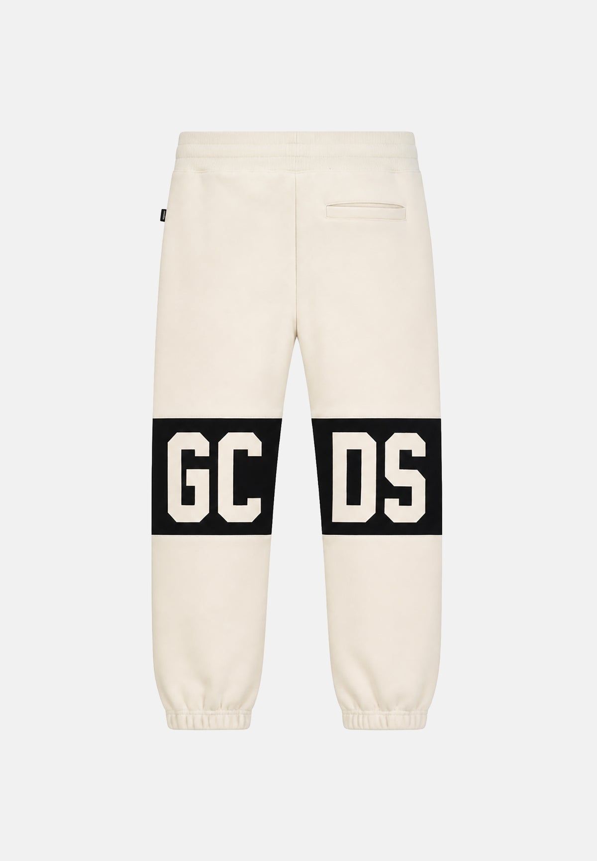 GCDS Pantaloni sportivi panna per uomo e donna con banda logo a contrasto B1XM3001JD1 09 GCDS