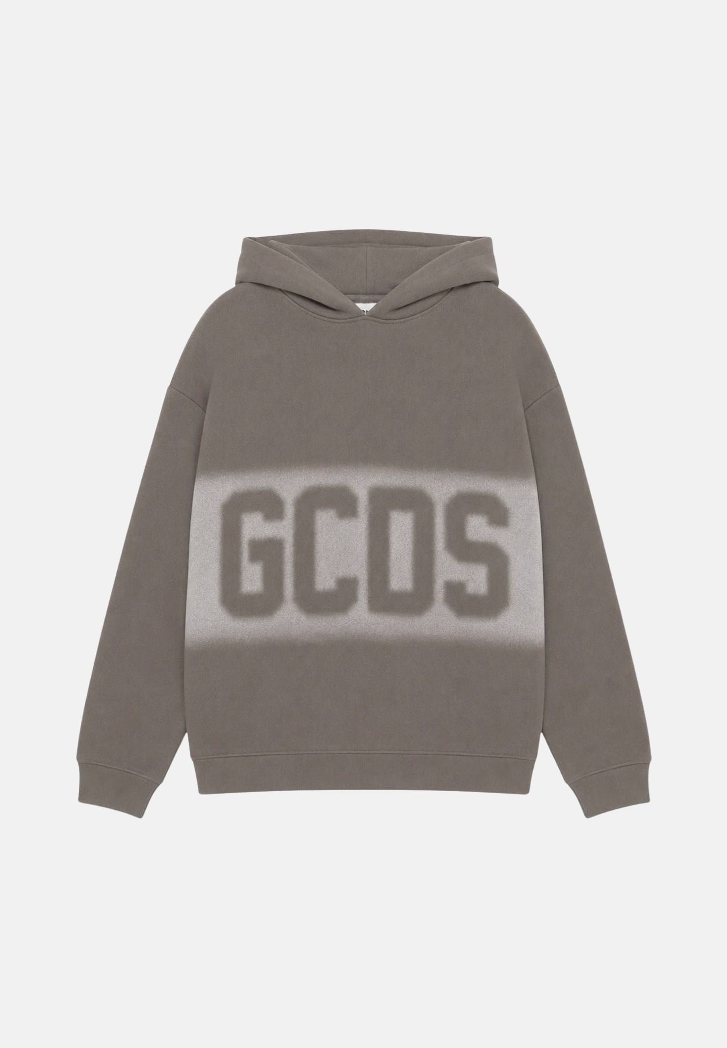 GCDS Felpa LOGO Neutral grey , grigio neutro per donna, ragazzi e bambini con maxi logo GCDS a contrasto. C2BJQE528F342 953I GCDS