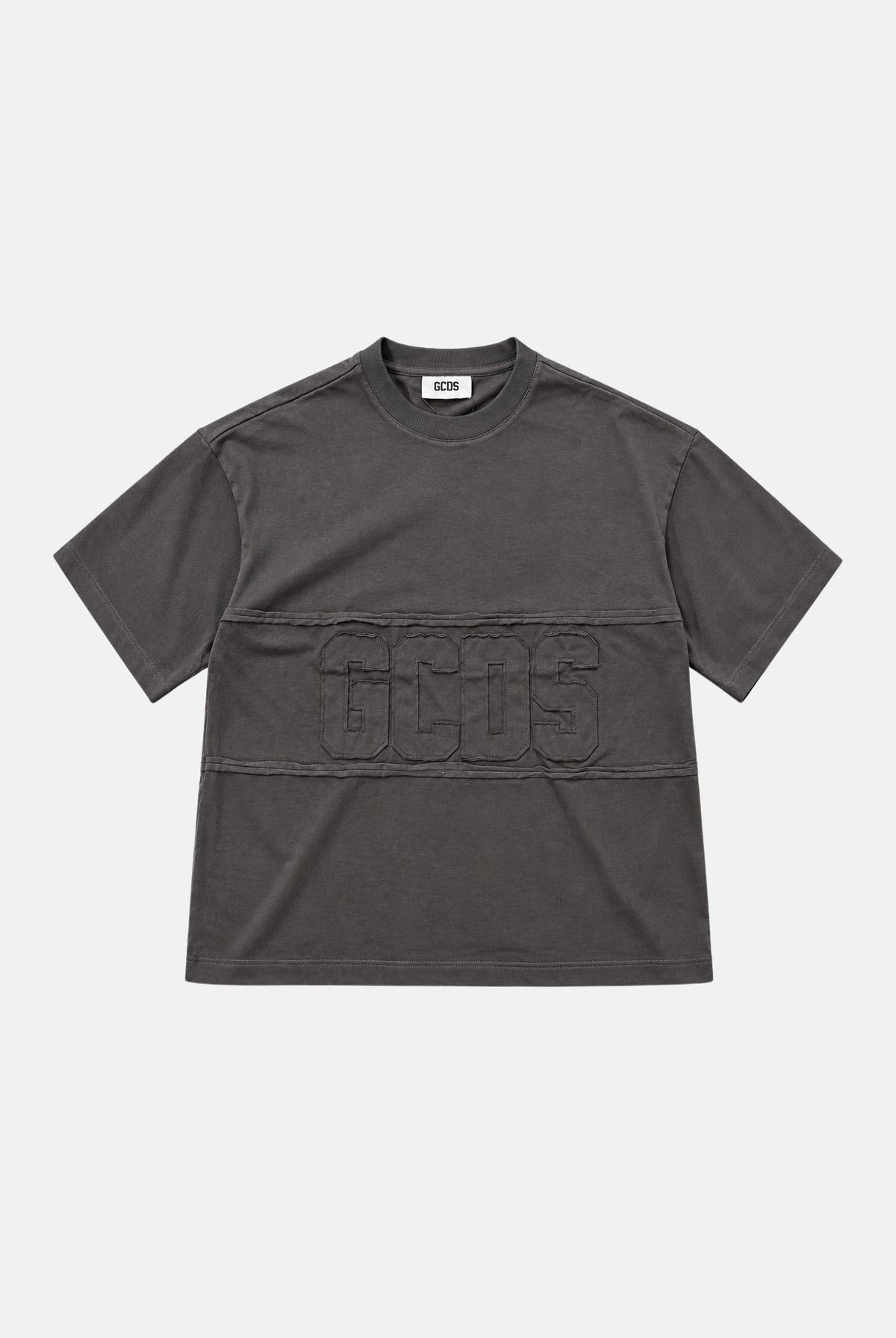 GCDS T-shirt manica corta con maxi logo GCDS meteorite nero antracite per uomo e donna C2MWQC002J080 990B GCDS
