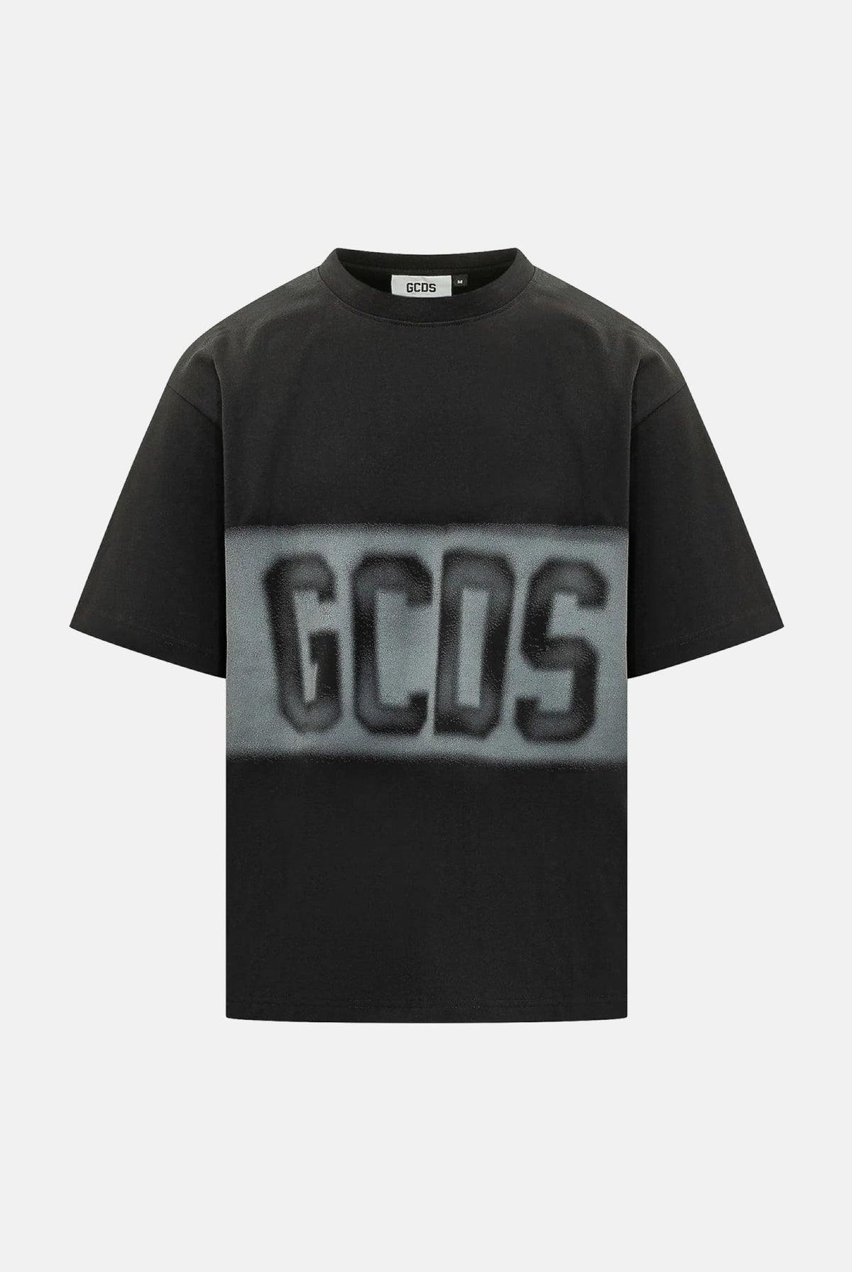 GCDS T-shirt nera da uomo con maxi logo frontale a contrasto. C2MWQC225J079 999I GCDS