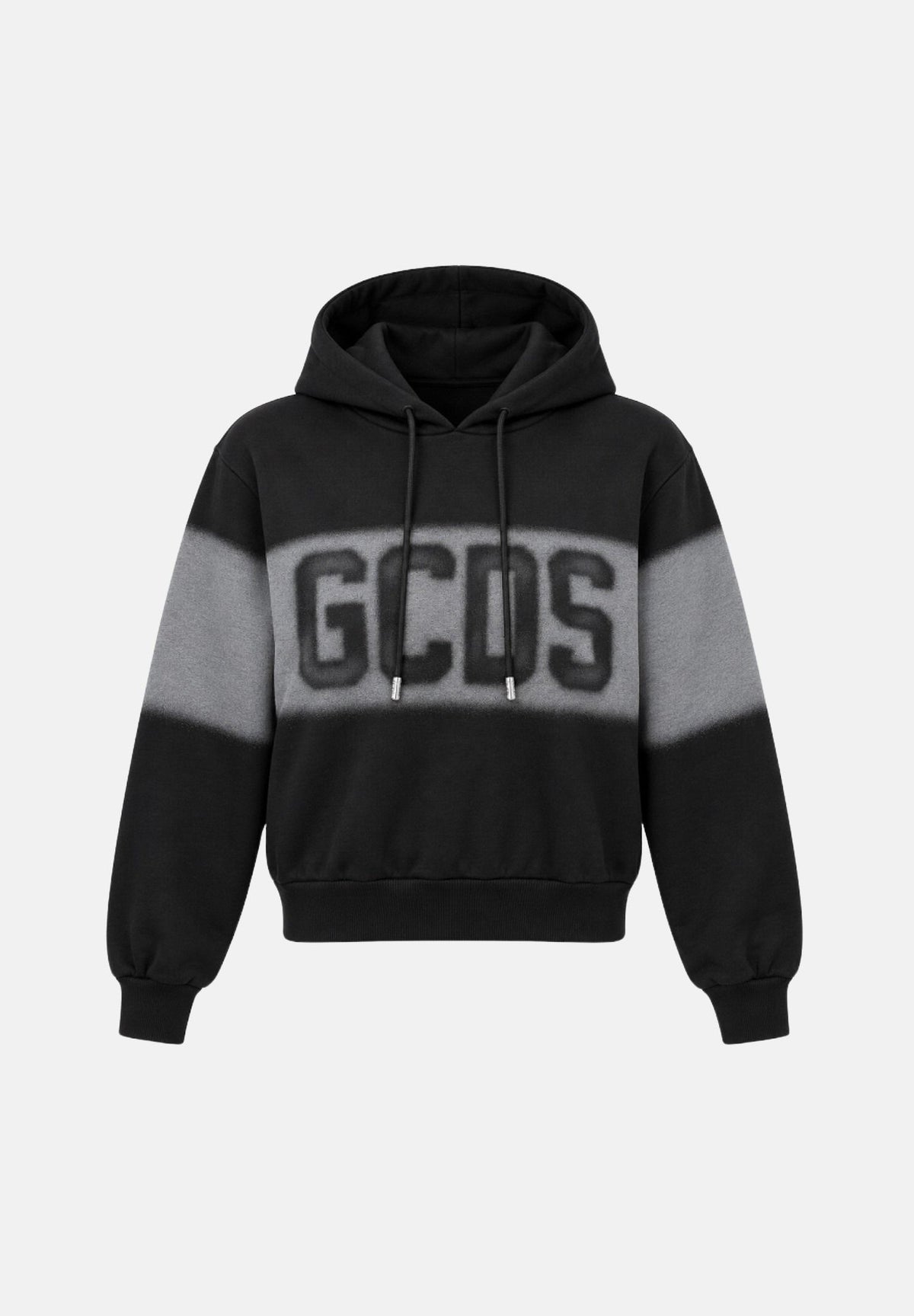 GCDS Felpa con cappuccio nera e grigia da uomo C2MWQF008K172 999I GCDS