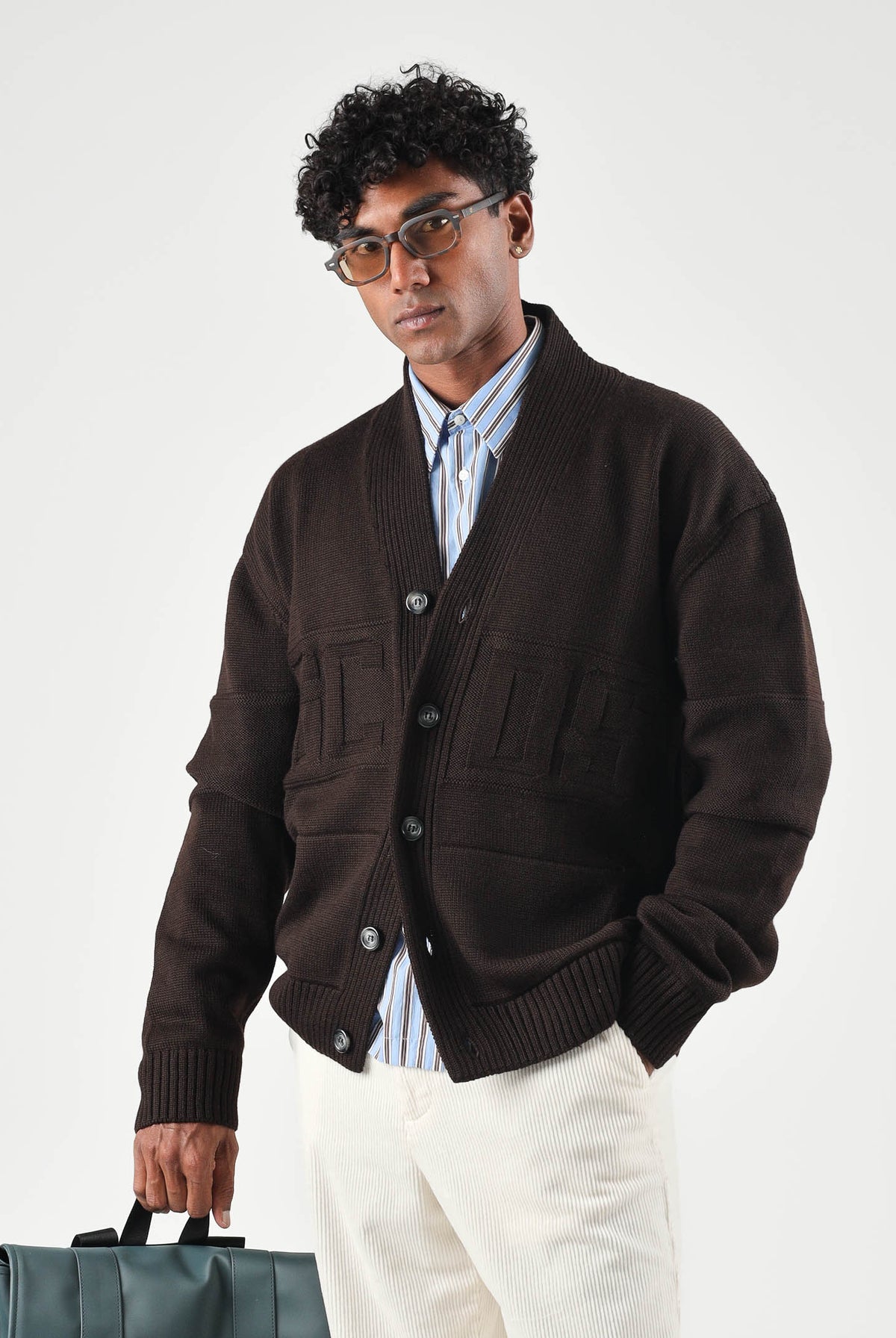 GCDS Cardigan lungo Turkish Coffee marrone per uomo e donna C2MWQF154K155 392M GCDS