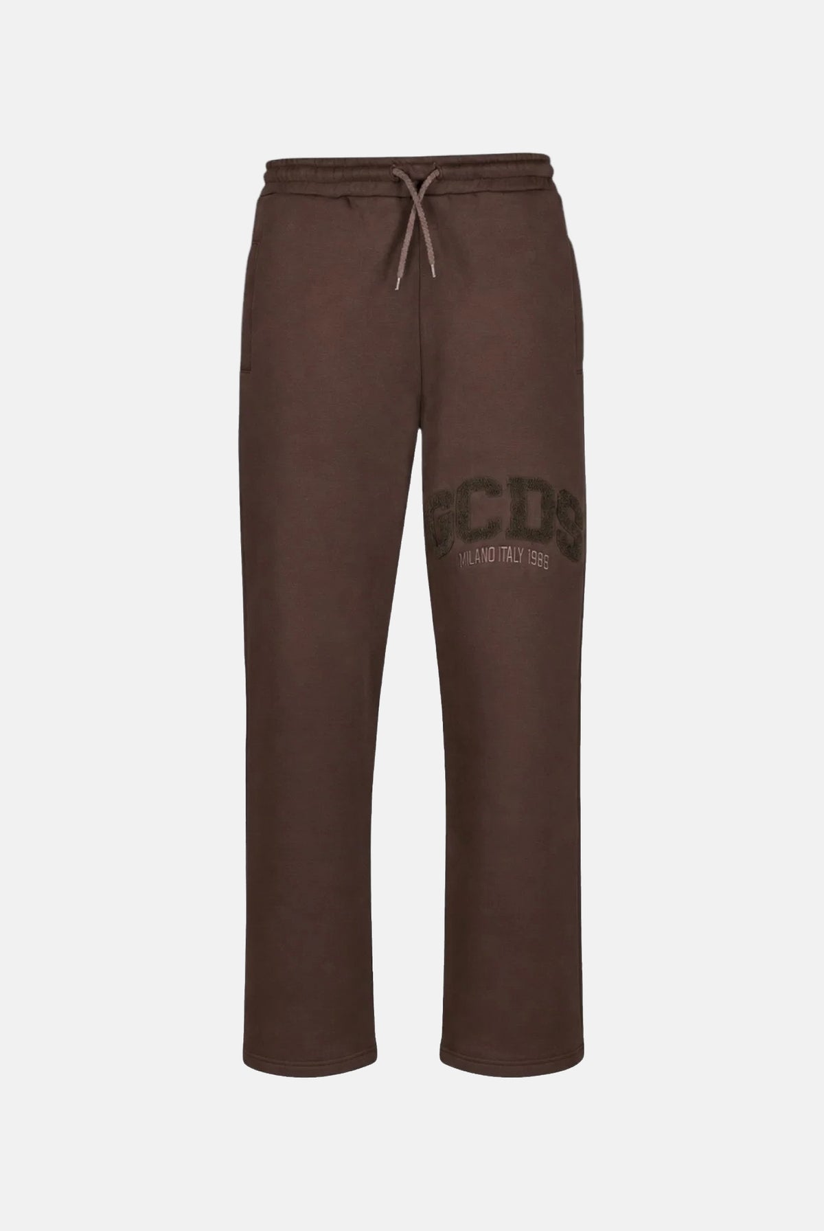 GCDS Pantaloni LOGO SWEATPANTS delicioso-brown per uomo con logo ricamato sul fianco e coulisse in vita C2MWQI029F244 393M GCDS