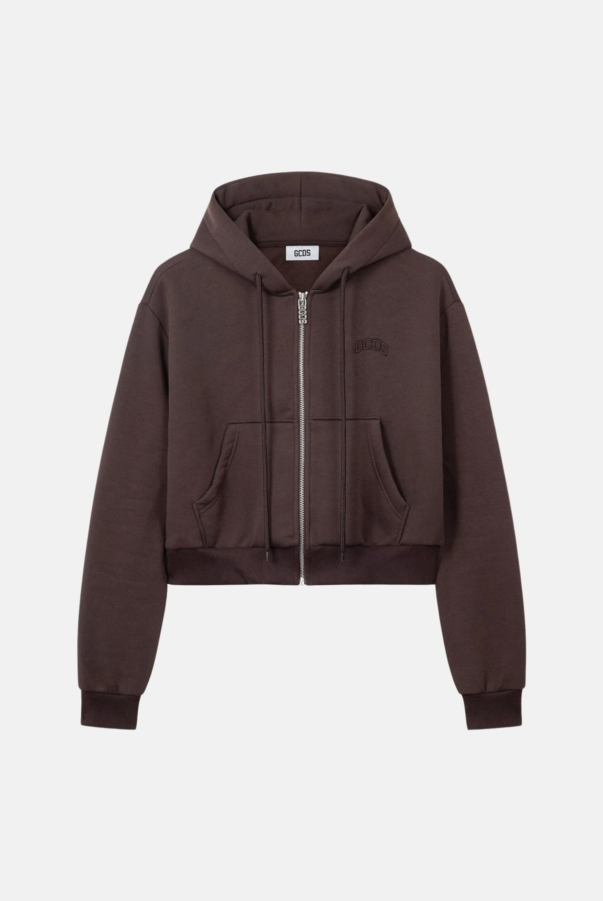 GCDS Felpa con zip SWEATSHIRT WITH LOGO delicious marrone cioccolato da donna C2WWQE031F244 393M GCDS