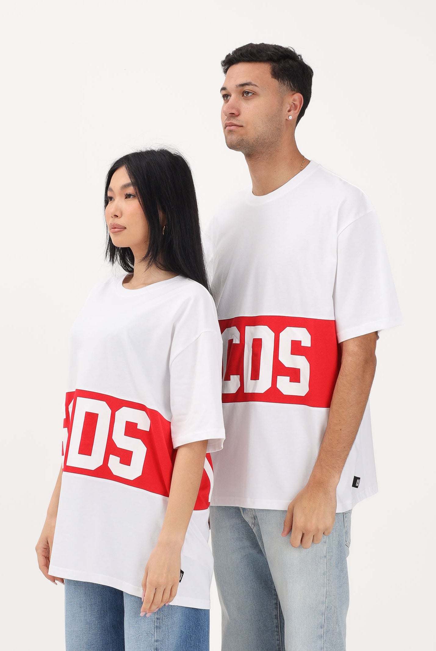 GCDS T-shirt a manica corta bianca per uomo e donna con stampa logo Z0MLQC140J101 100R GCDS