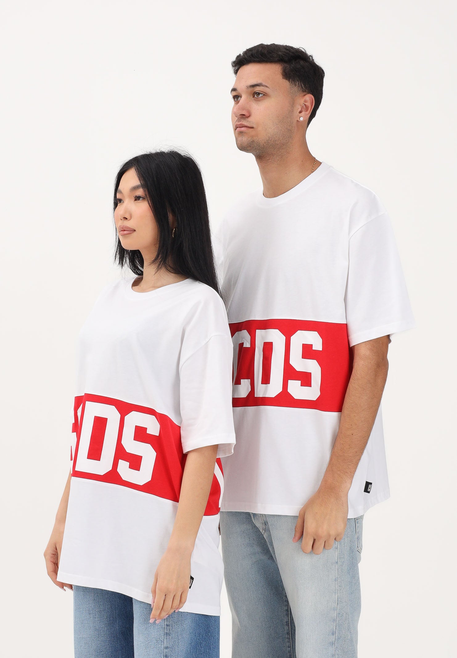 GCDS T-shirt a manica corta bianca per uomo e donna con stampa logo Z0MLQC140J101 100R GCDS
