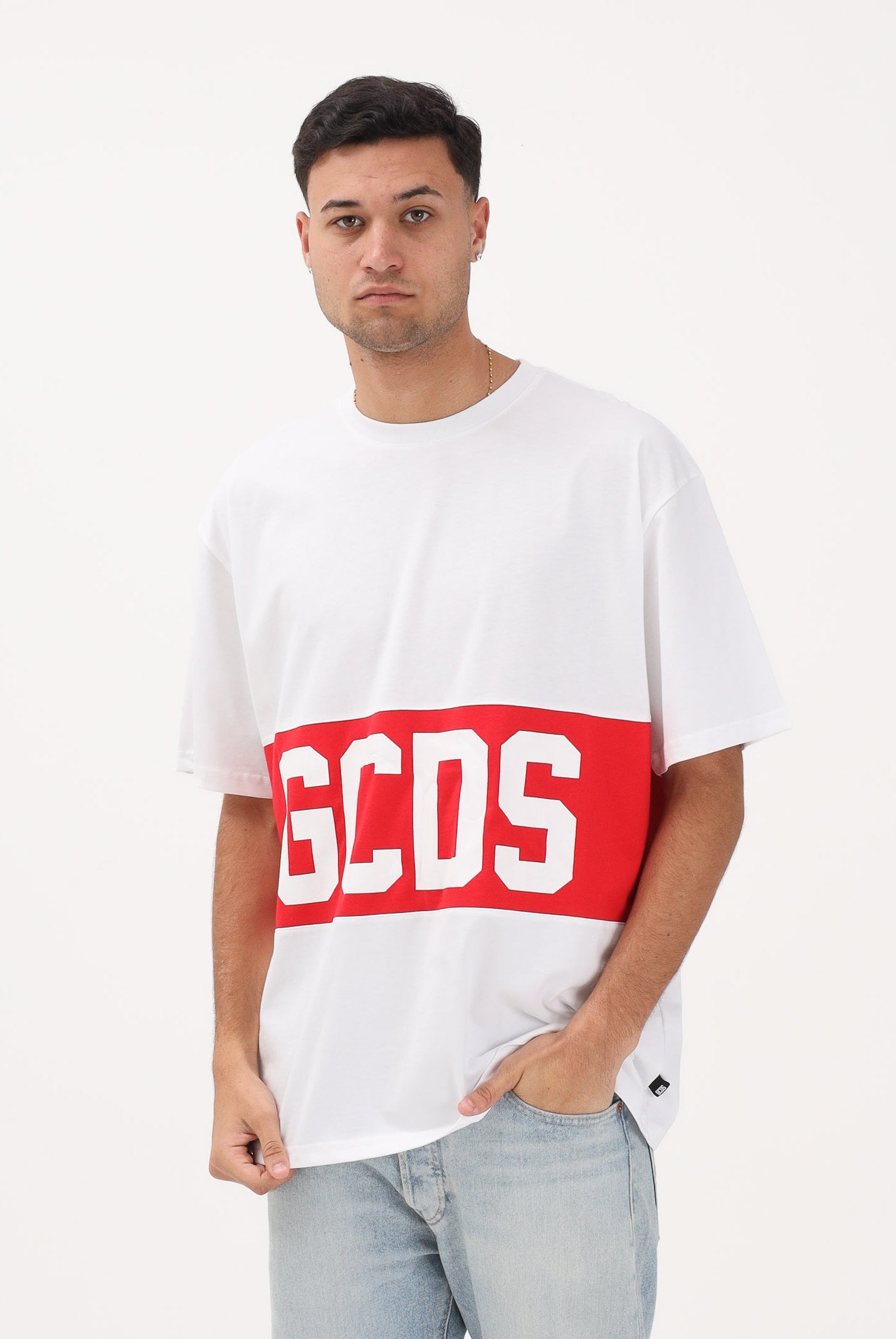GCDS T-shirt a manica corta bianca per uomo e donna con stampa logo Z0MLQC140J101 100R GCDS
