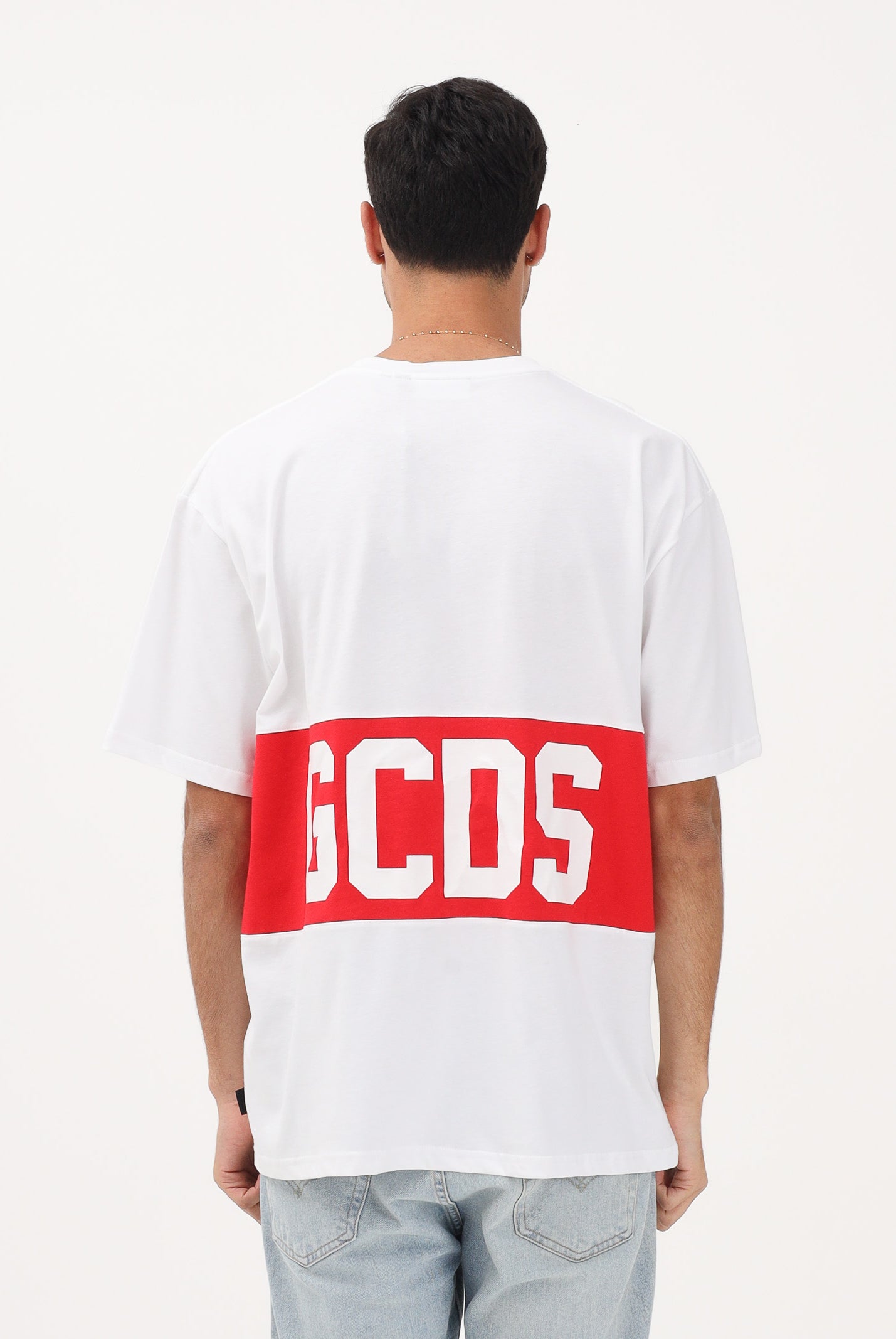 GCDS T-shirt a manica corta bianca per uomo e donna con stampa logo Z0MLQC140J101 100R GCDS