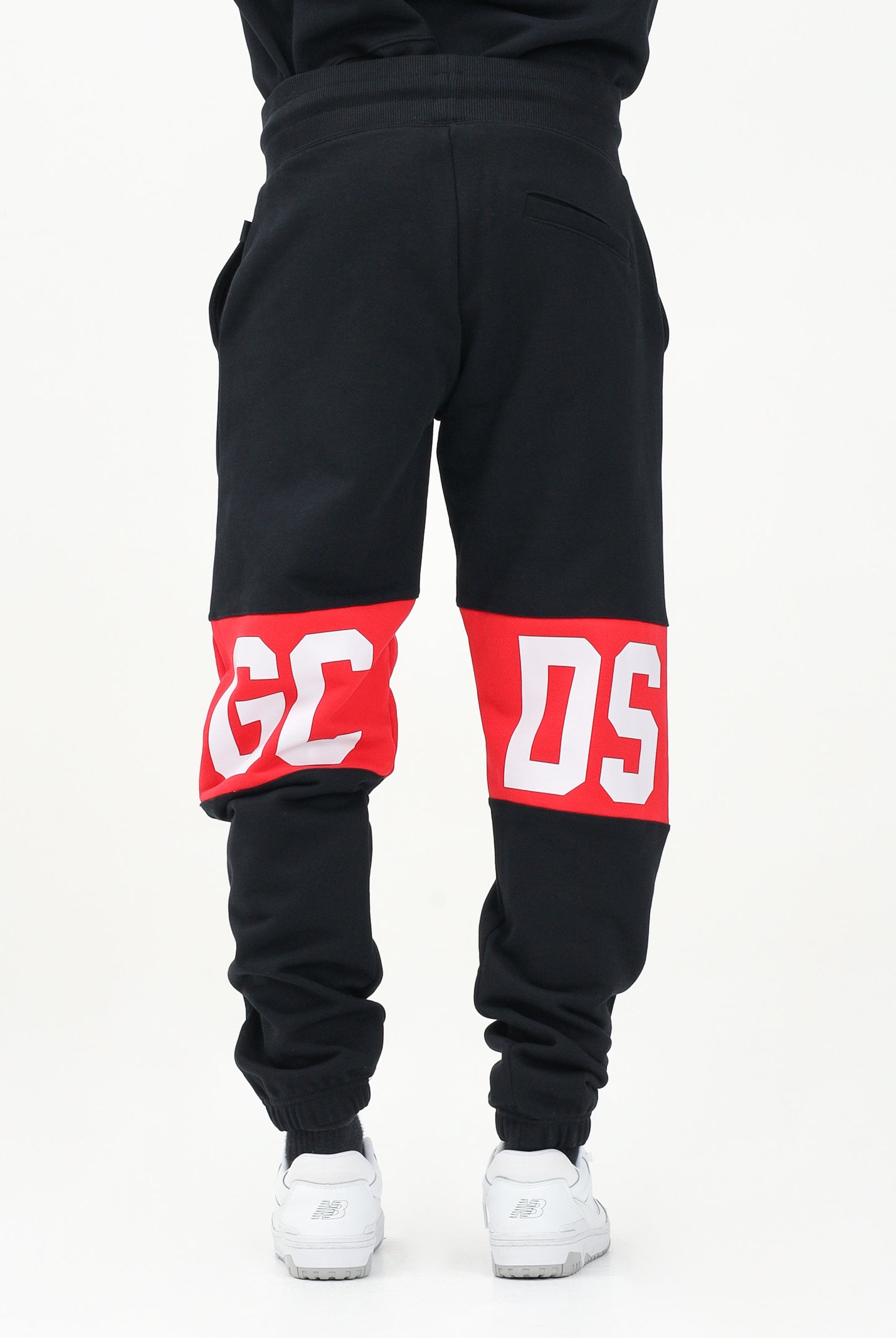 GCDS Pantalone sportivo nero per uomo e donna con banda logo Z0MLQI209F004 999R GCDS
