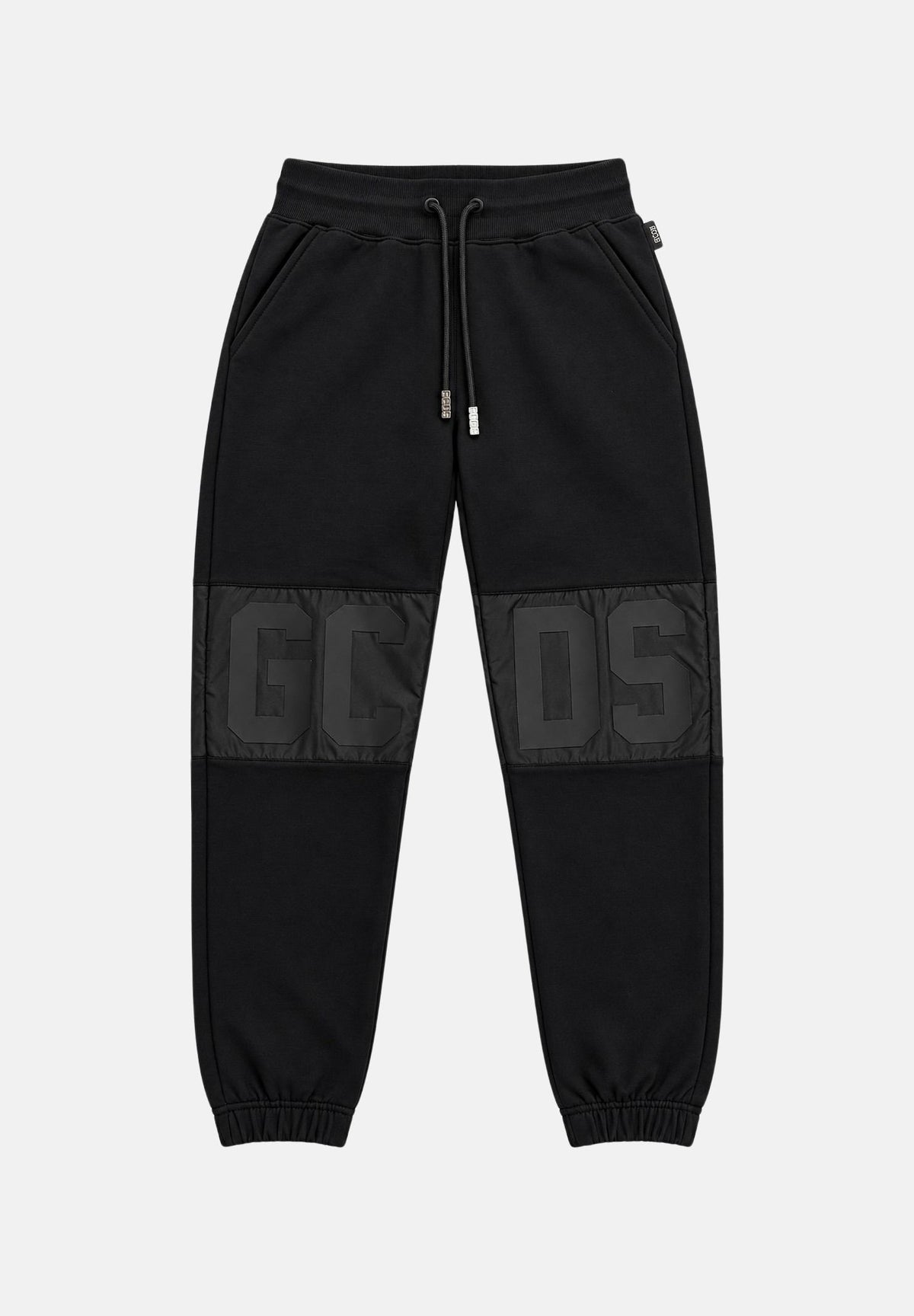 GCDS Pantaloni neri per uomo e donna con maxi logo frontale Z0MLQI211F004 999B GCDS
