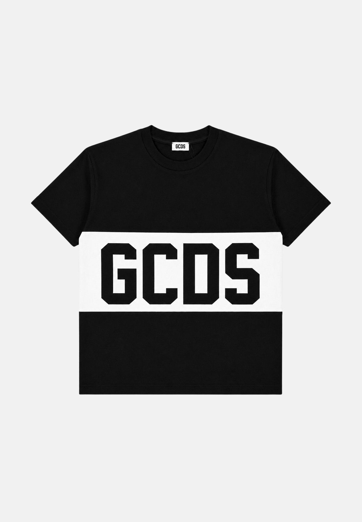 GCDS T-shirt nera per bambino e bambina, con maxi logo iconico Z0UJQC585J105J 999A GCDS