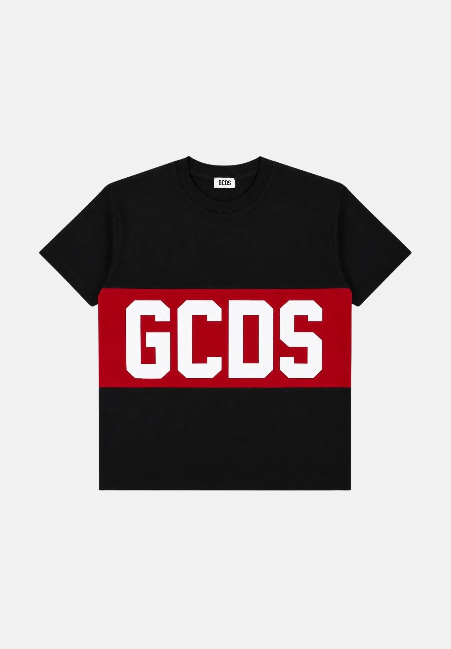 GCDS T-shirt BAND LOGO nera/red per bambino e bambina con maxi logo iconico Z0UJQC585J105J 999R GCDS