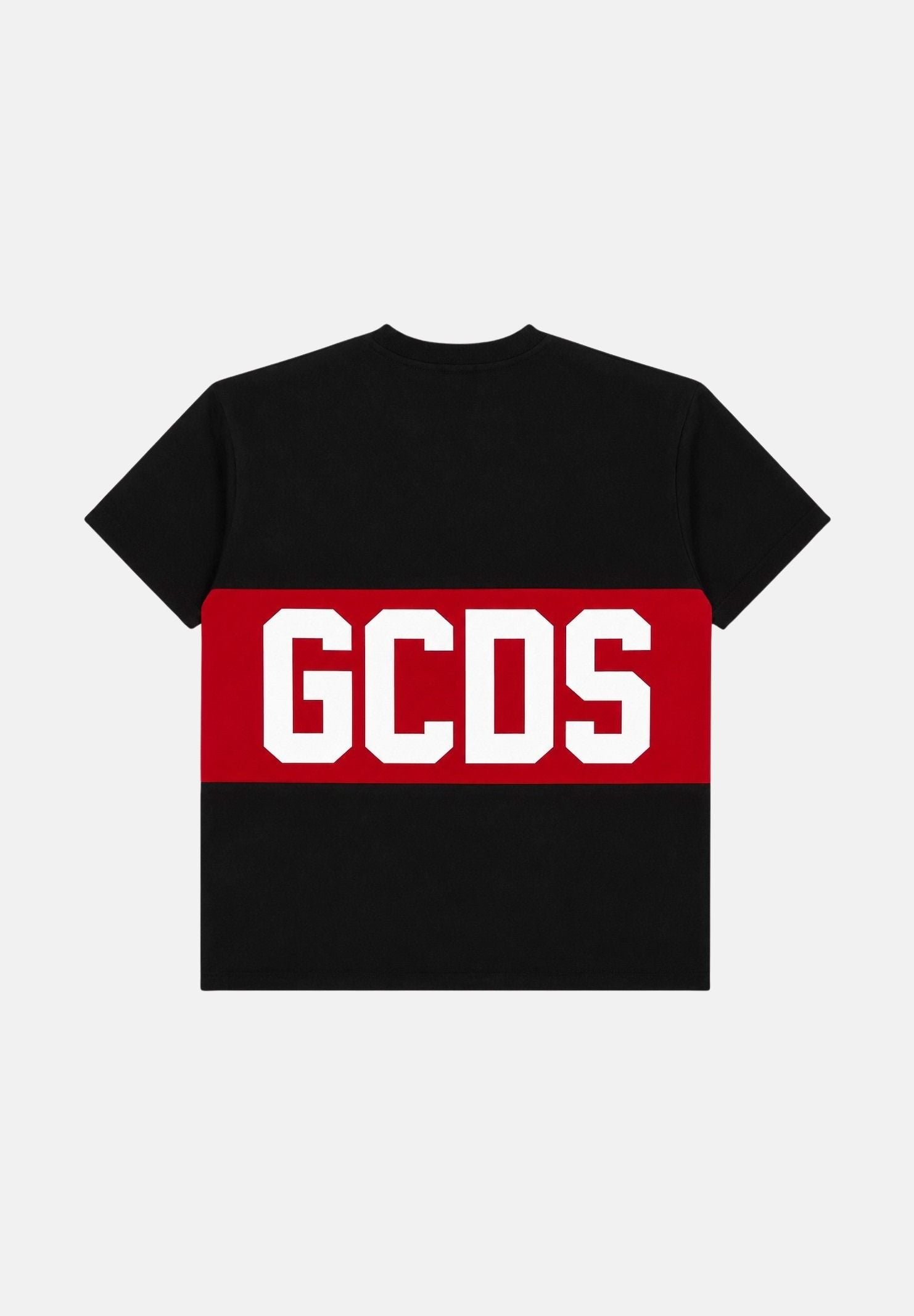 GCDS T-shirt BAND LOGO nera/red per bambino e bambina con maxi logo iconico Z0UJQC585J105J 999R GCDS
