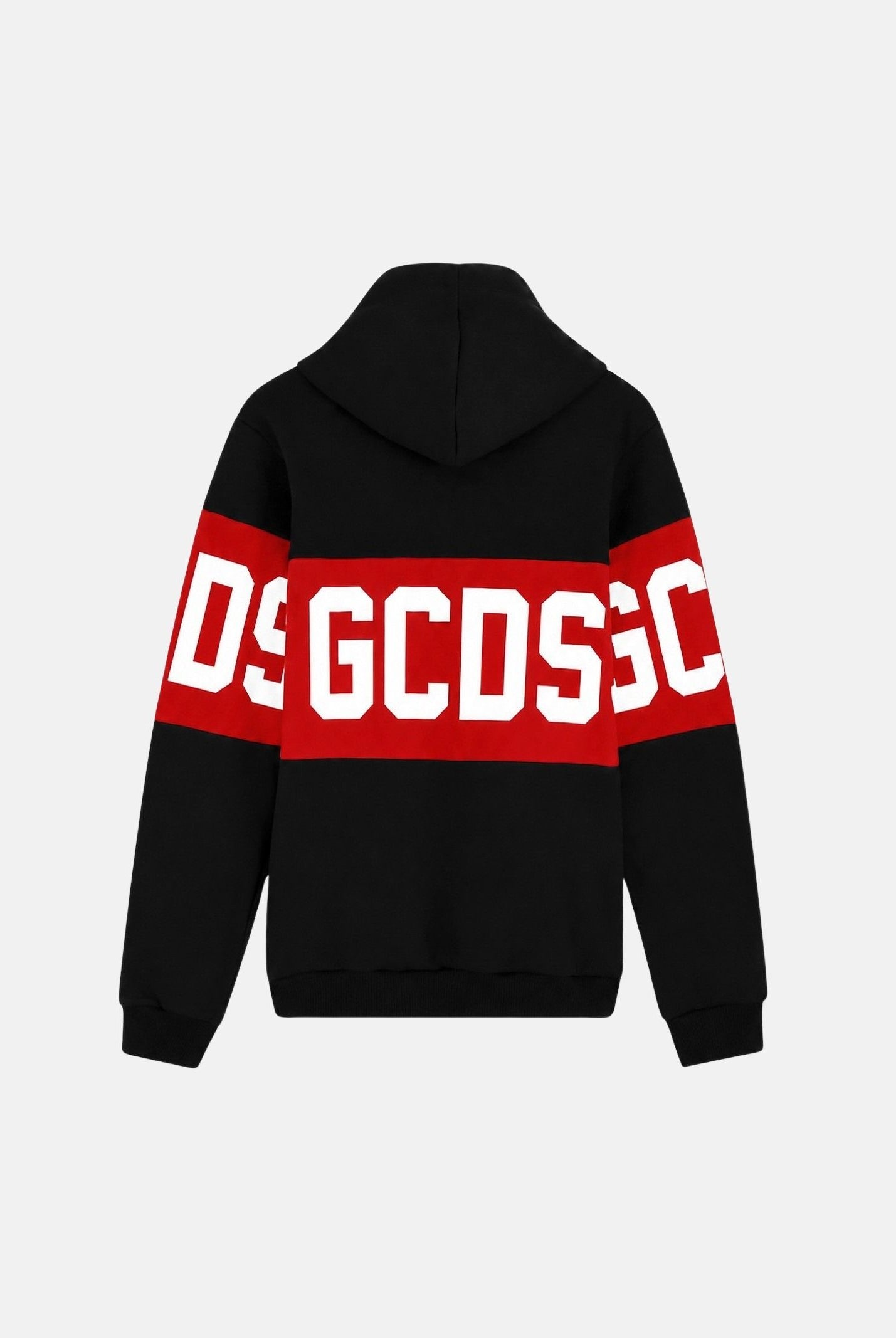 GCDS Felpa con cappuccio nera/rossa per donna, ragazzi e bambini con logo iconico Z0UJQE583F004 999R GCDS