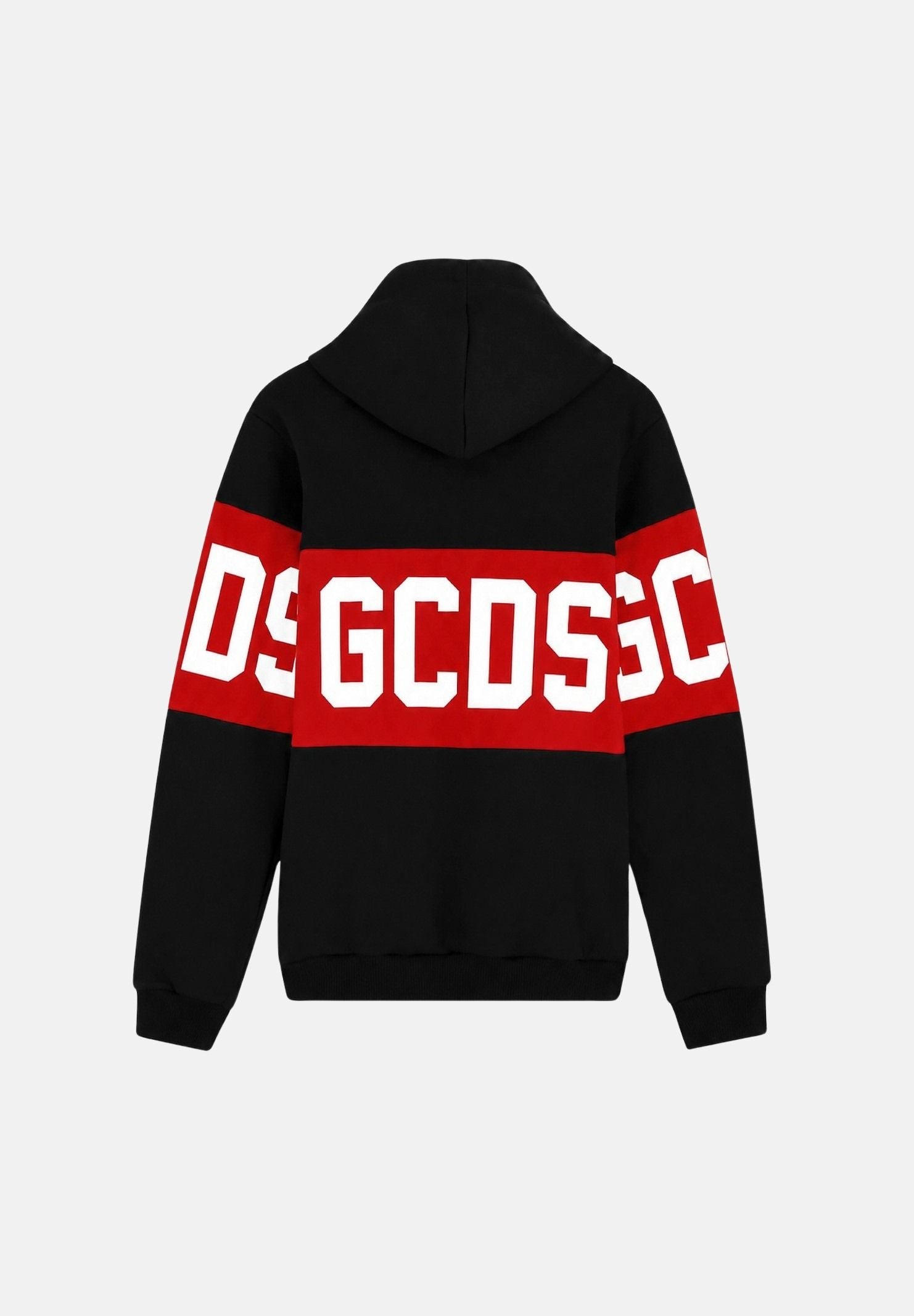 GCDS Felpa con cappuccio nera/rossa per donna, ragazzi e bambini con logo iconico Z0UJQE583F004 999R GCDS