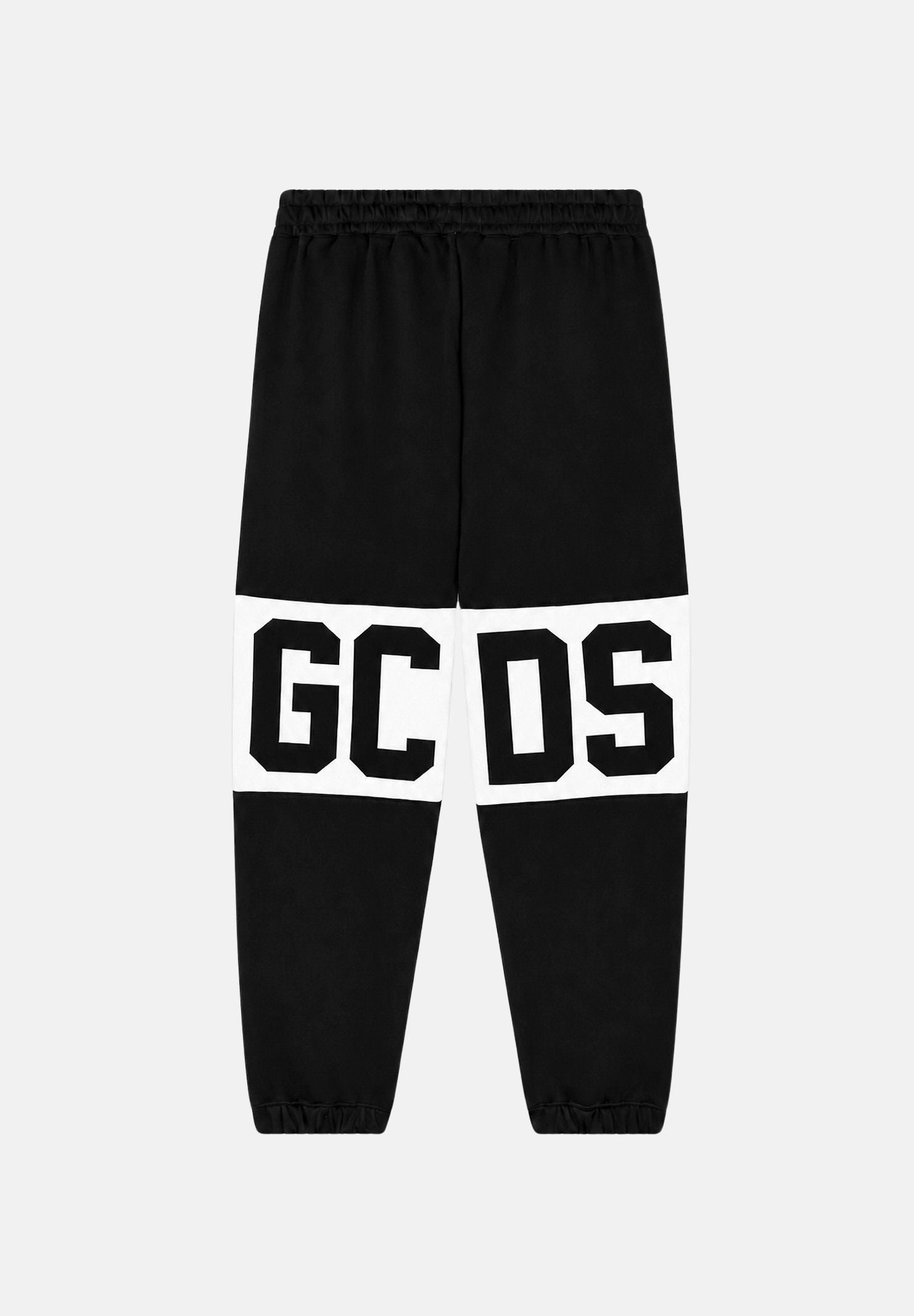 GCDS Pantaloni BAND LOGO TRACK PANTS nero per donna, ragzzi e bambini con fascia e maxi logo GCDS a contrasto. Z0UJQI588F004 999A GCDS
