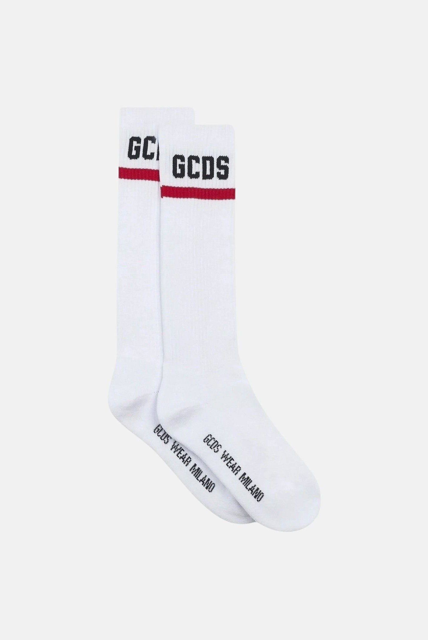 GCDS Calzini LOGO bianco ottico per donna e bambini con lettering GCDS e dettagli a contrasto. Z0UJQQ714T801 100B GCDS