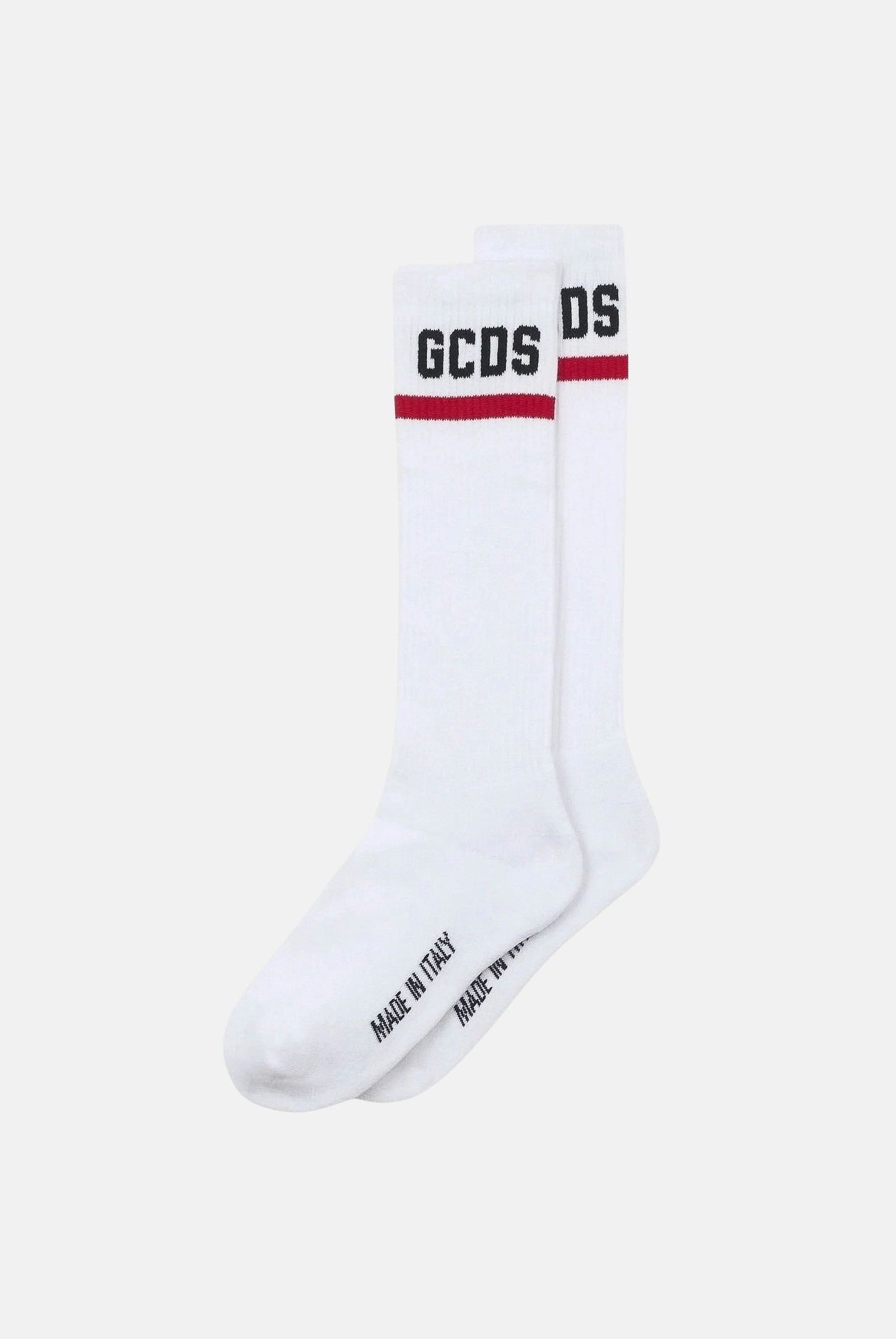GCDS Calzini LOGO bianco ottico per donna e bambini con lettering GCDS e dettagli a contrasto. Z0UJQQ714T801 100B GCDS