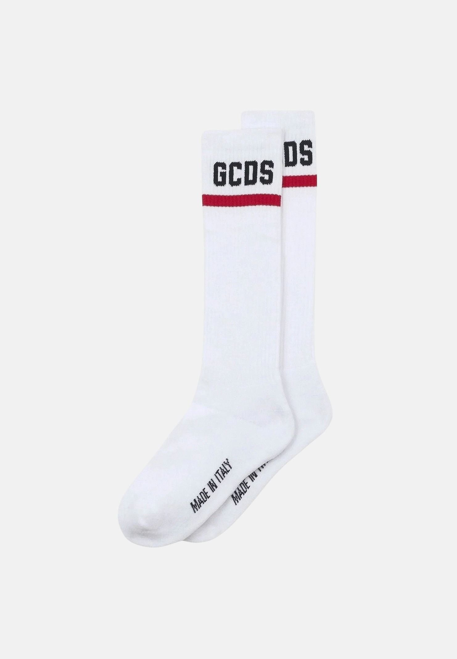 GCDS Calzini LOGO bianco ottico per donna e bambini con lettering GCDS e dettagli a contrasto. Z0UJQQ714T801 100B GCDS