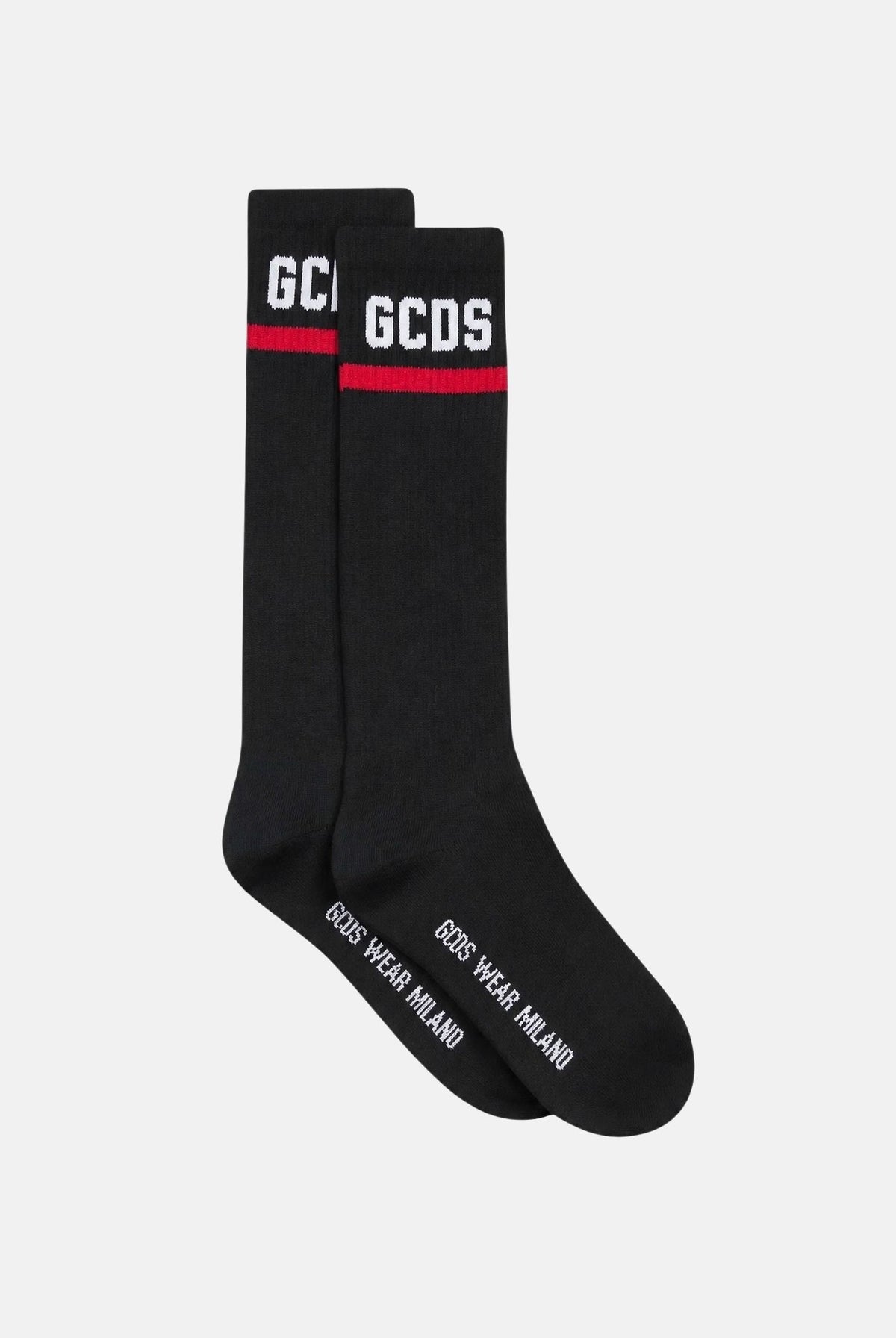 GCDS Calzini LOGO neri per donna e bambini con lettering GCDS e dettagli a contrasto. Z0UJQQ714T801 999A GCDS