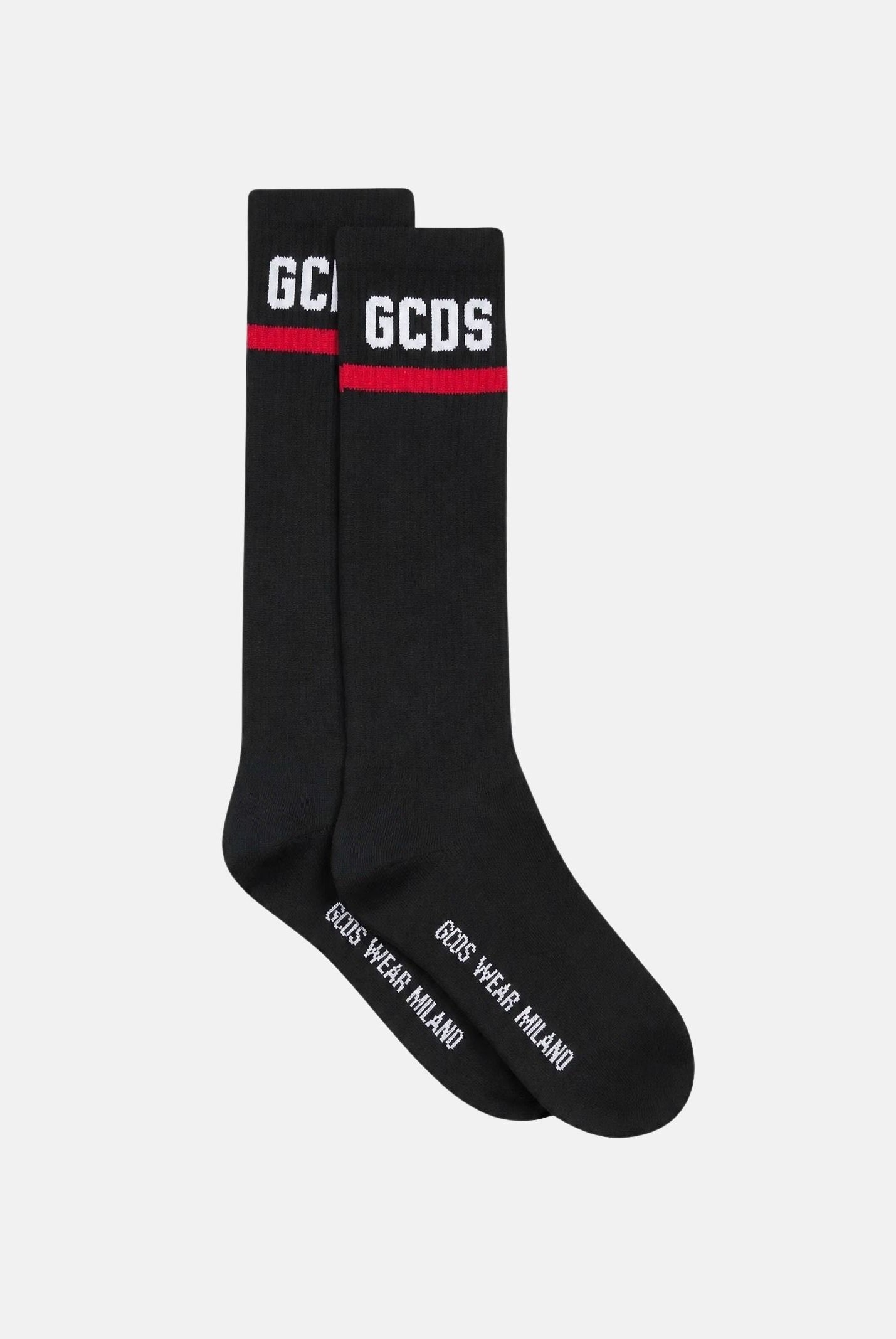 GCDS Calzini LOGO neri per donna e bambini con lettering GCDS e dettagli a contrasto. Z0UJQQ714T801 999A GCDS