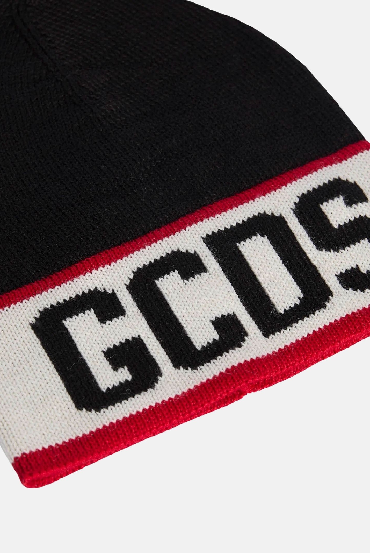 GCDS Berretto in lana BAND BEANIE nero da uomo con logo intarsiato Z0ULQN117K155 999U GCDS