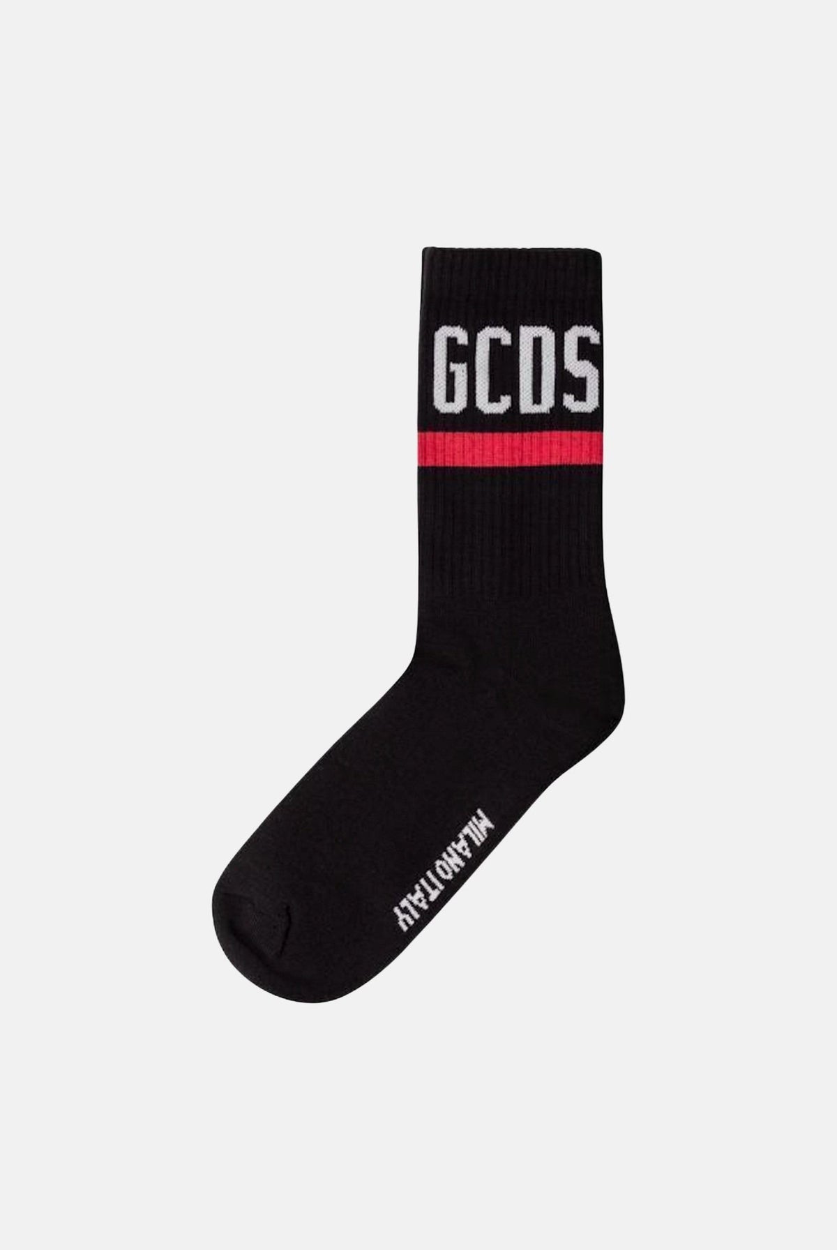 GCDS Calzini LOGO SOCKS neri per uomo e donna con fascia logata Z0ULQQ316J122 999A GCDS