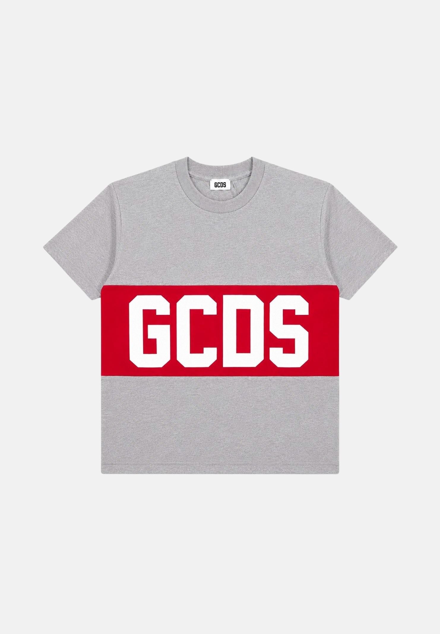 GCDS T-shirt manica corta neutro grigio-rosso per bambino e bambina con logo iconico Z0UJQC585J105J 953R GCDS