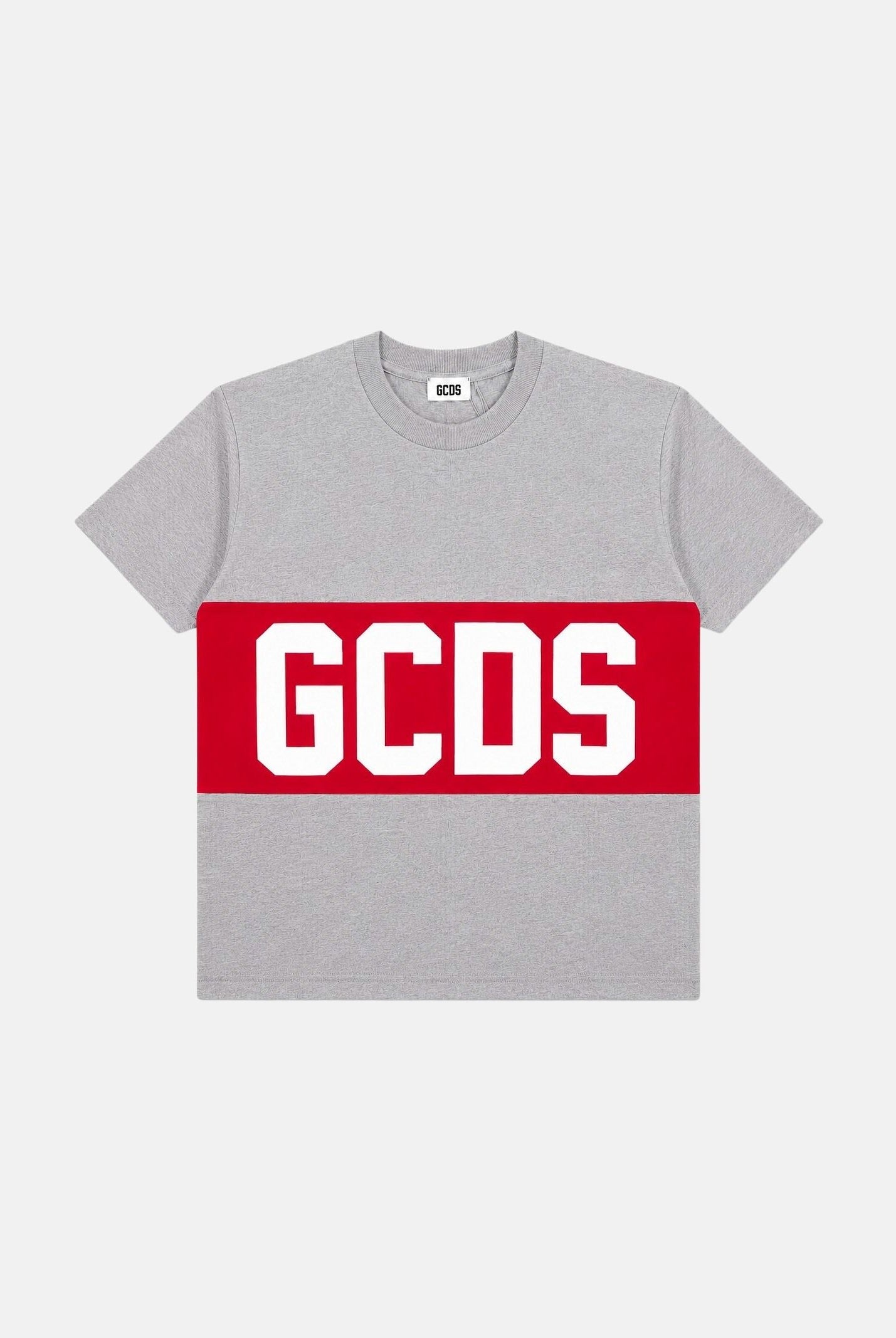 GCDS T-shirt manica corta neutro grigio-rosso per bambino e bambina con logo iconico Z0UJQC585J105J 953R GCDS