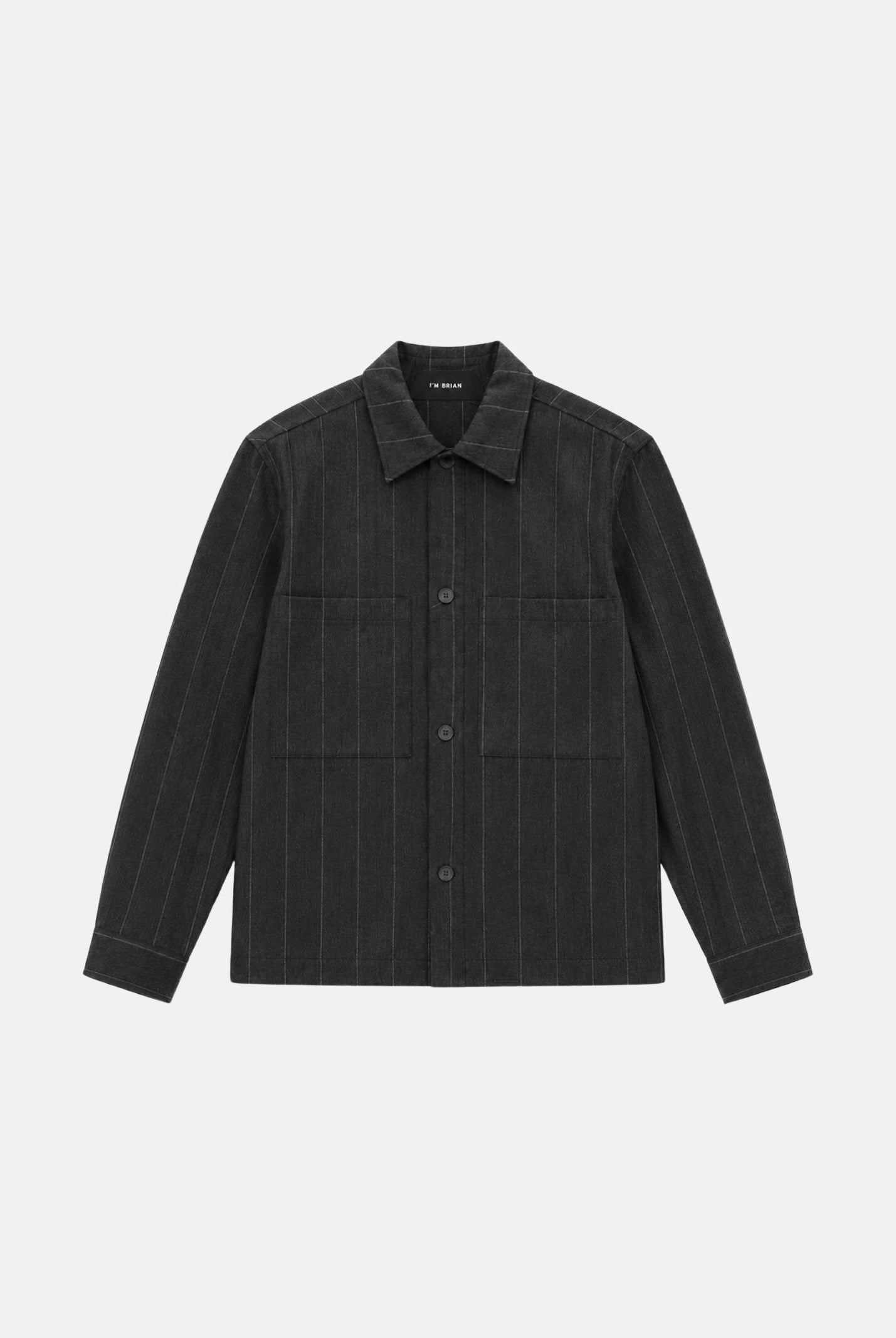 I'M BRIAN Camicia GESSATA grigio scuro da uomo con motivo a righe verticali tono su tono. CA3828 GR I'M BRIAN