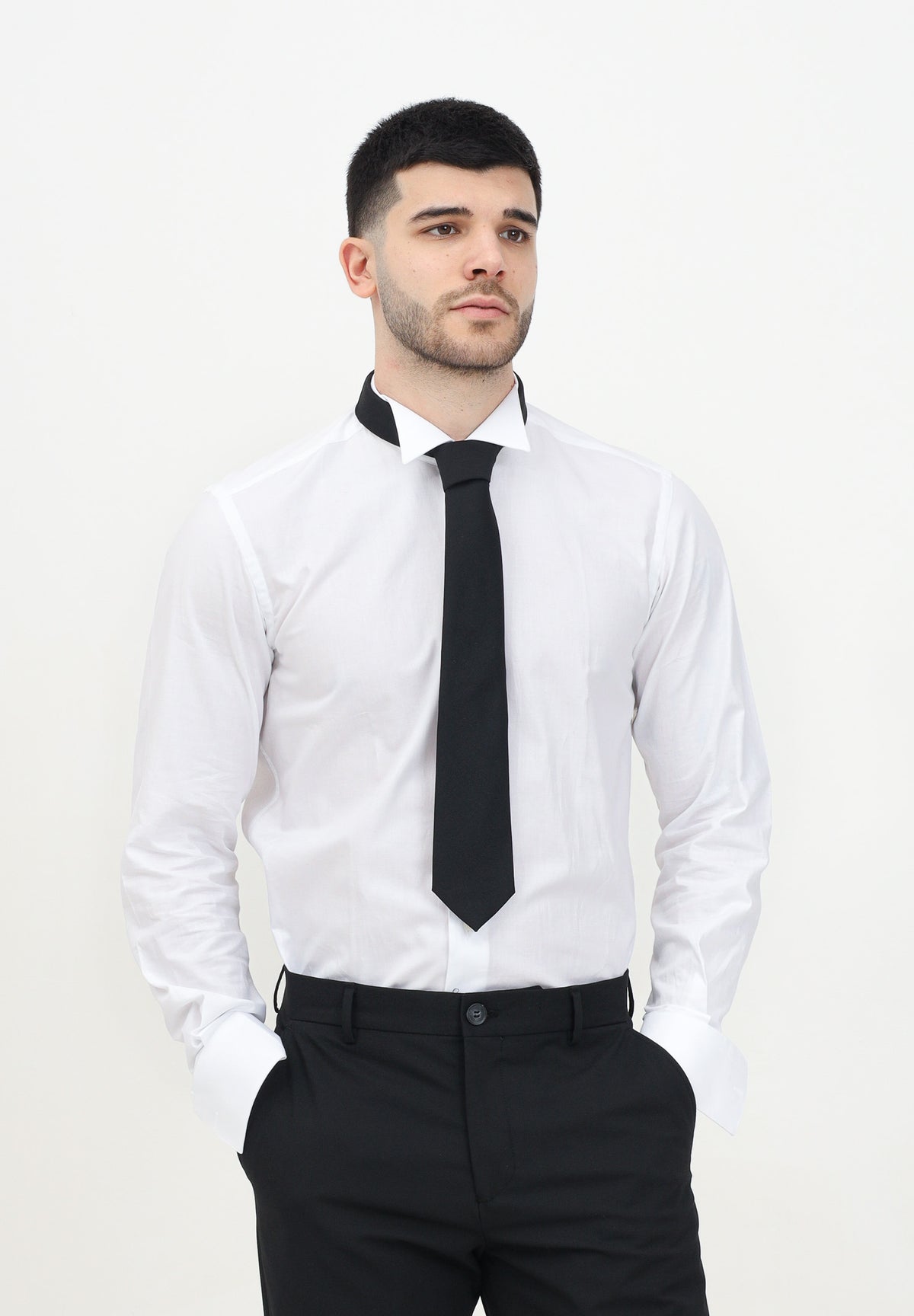 I'M BRIAN Camicia manica lunga bianca da uomo adatta per gemelli CA2939 BIANCO I'M BRIAN