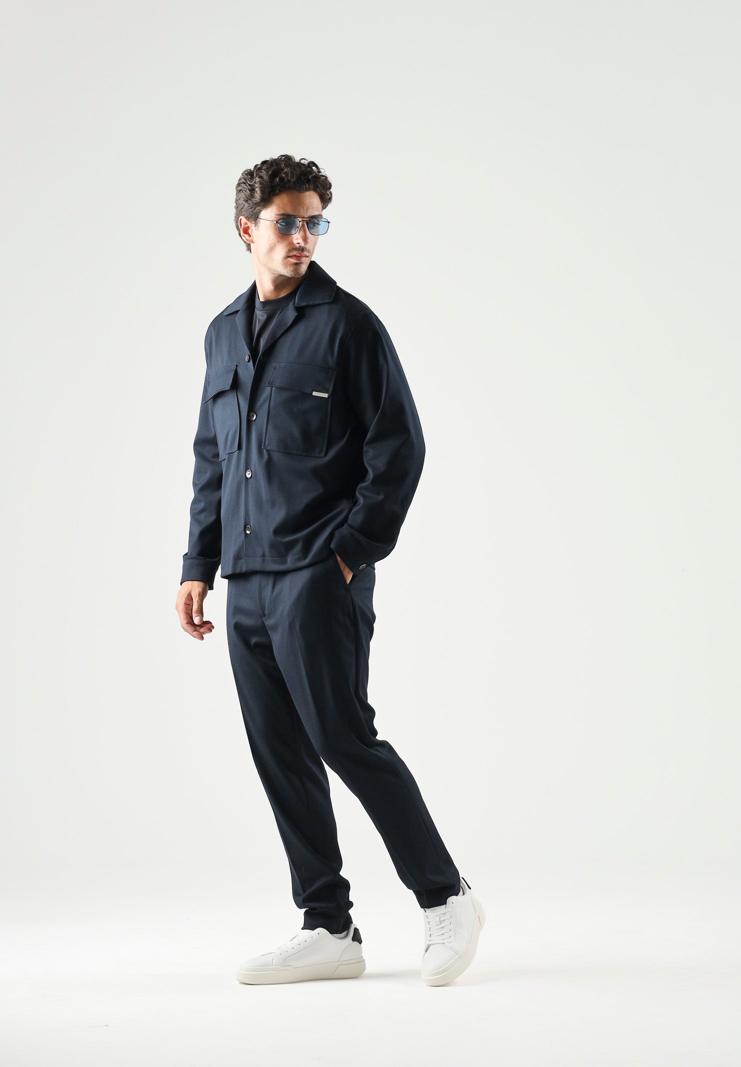 I'M BRIAN Camicia blu da uomo con tasca frontale con cerniera. CA3825 005 I'M BRIAN
