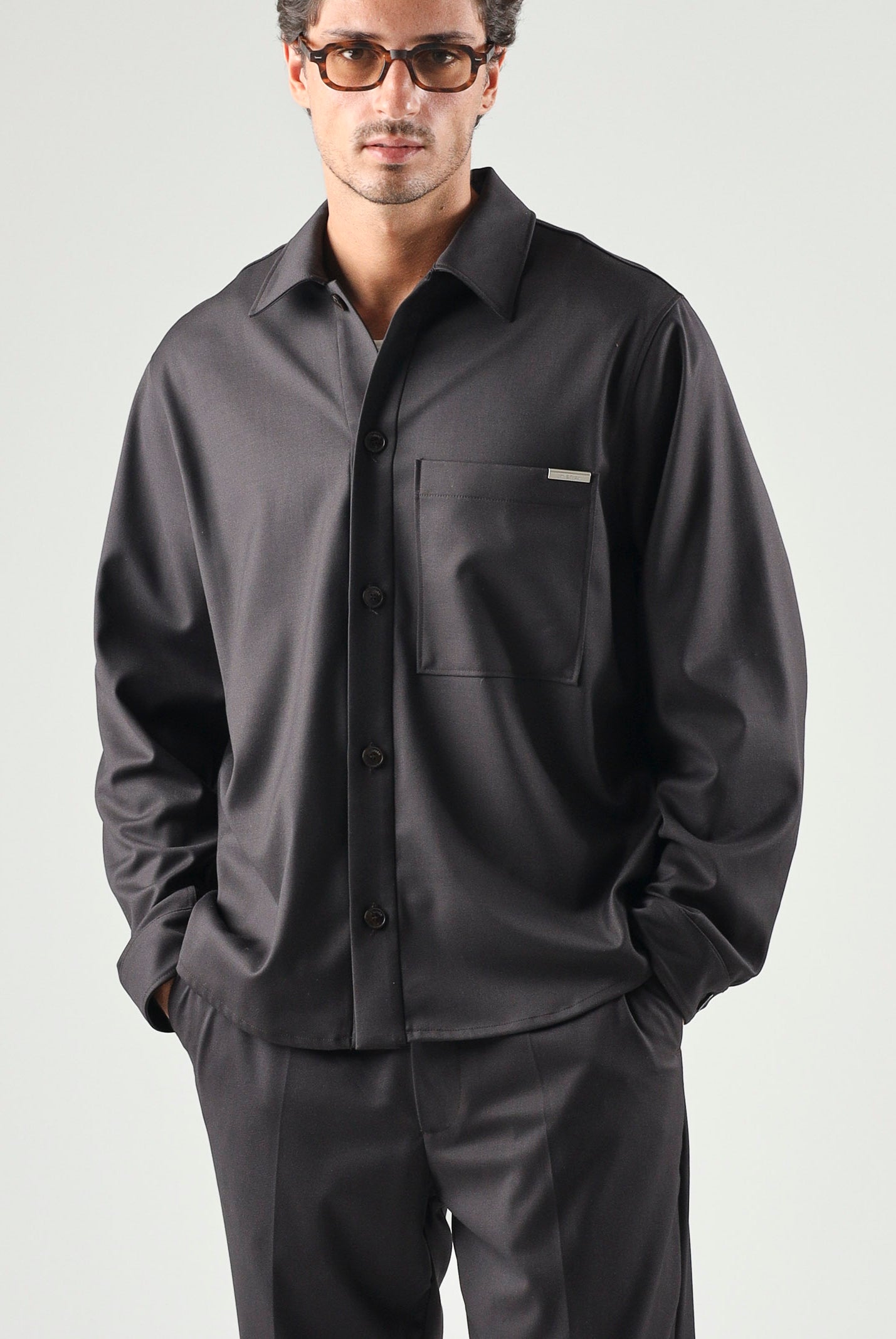 I'M BRIAN Camicia moro-marrone da uomo con taschino laterale CA3827 020 I'M BRIAN